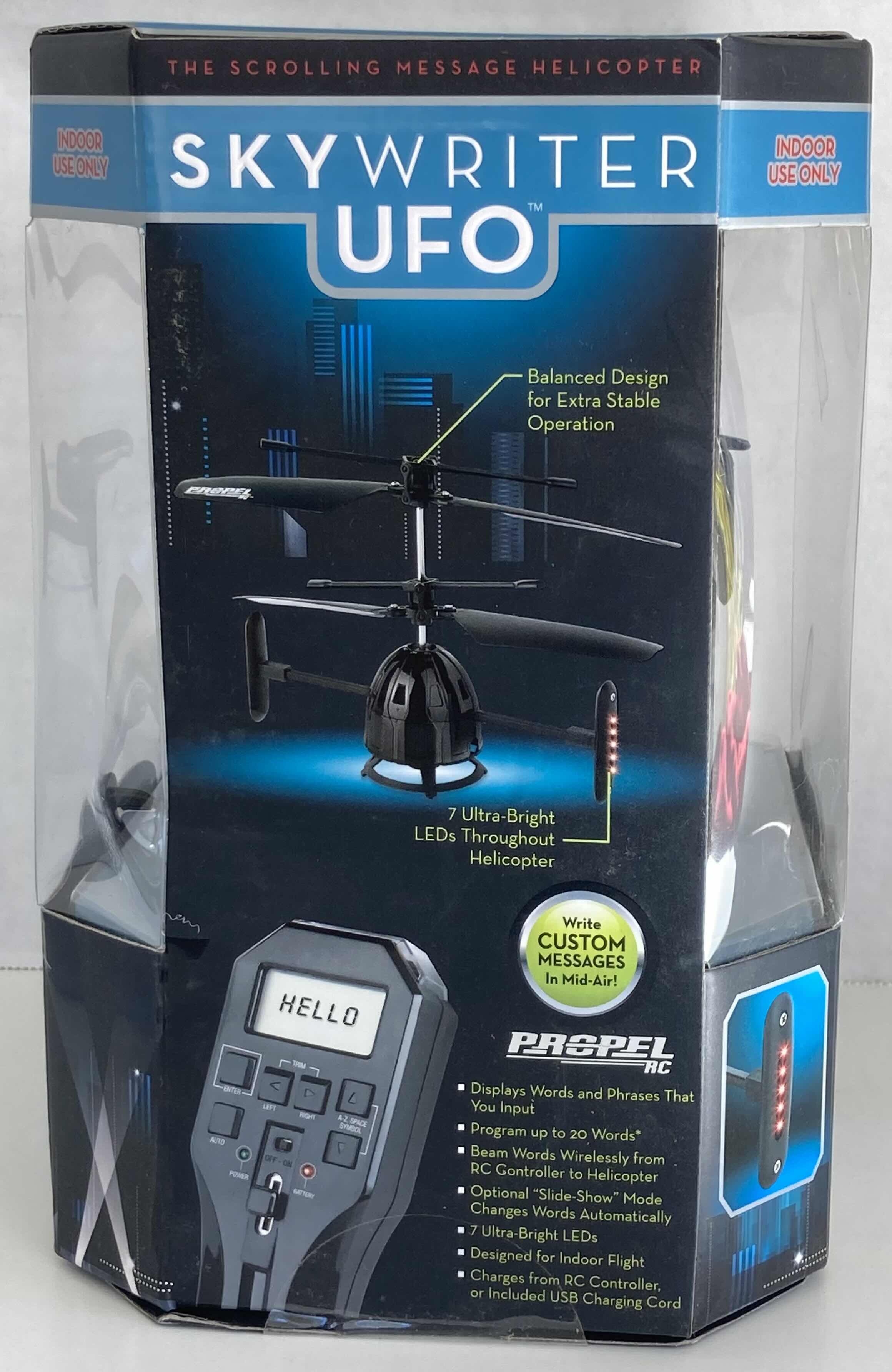 Photo 1 of NEW BROOKSTONE PROPEL RC SKYWRITER UFO REMOTE CONTROL HELICOPTER