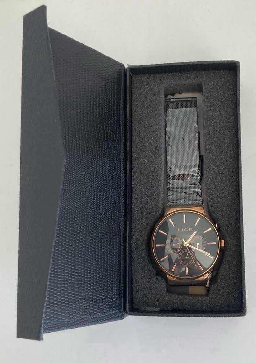 Photo 1 of LIGE GOLD & BLACK TONE STAINLESS STEEL MENS WATCH