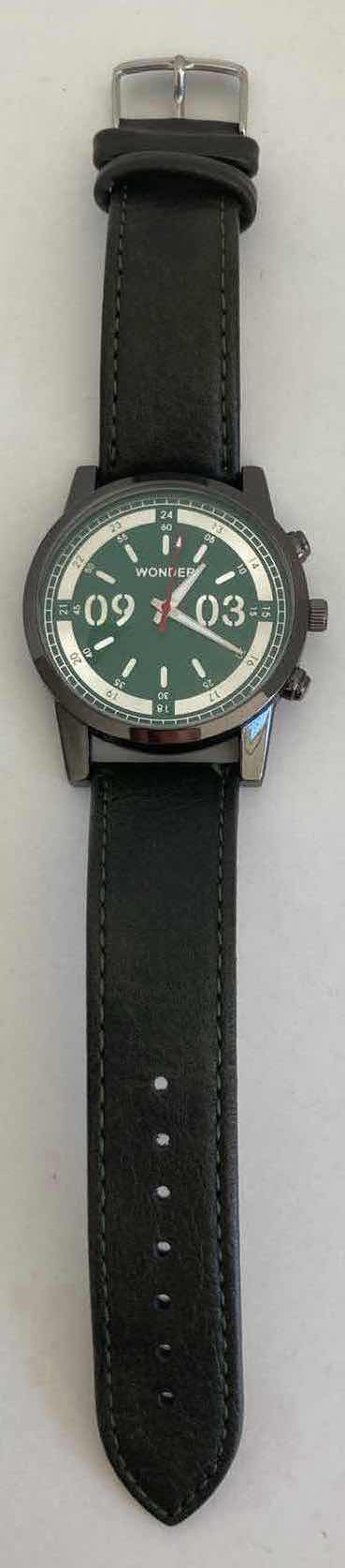 Photo 1 of WONDER BLACK TONE STAINLESS STEEL MENS WATCH W BLACK FAUX LEATHER BAND