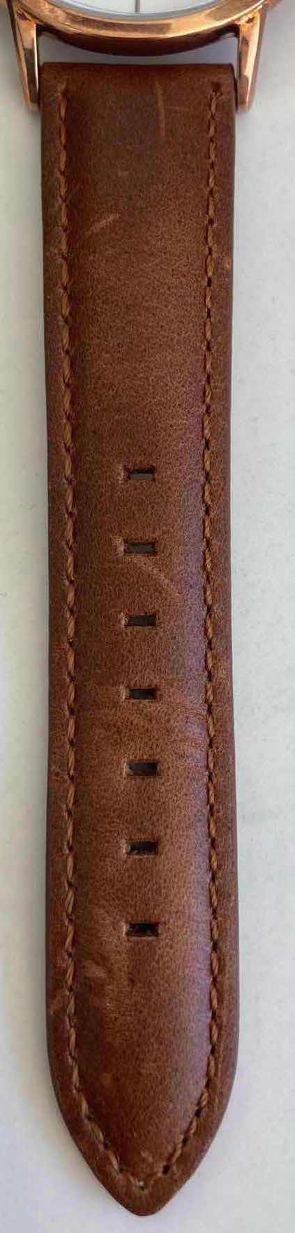 Photo 1 of BRADFORD COPPER TONE STAINLESS STEEL MENS 40MM WATCH W GENUINE LEATHER BAND