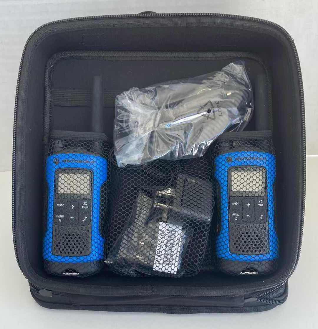 Photo 1 of MOTOROLA SOLUTIONS PORTABLE RECHARGEABLE FRS, EMERGENCY PREPAREDNESS BLUE & BLACK TWO WAY RADIOS