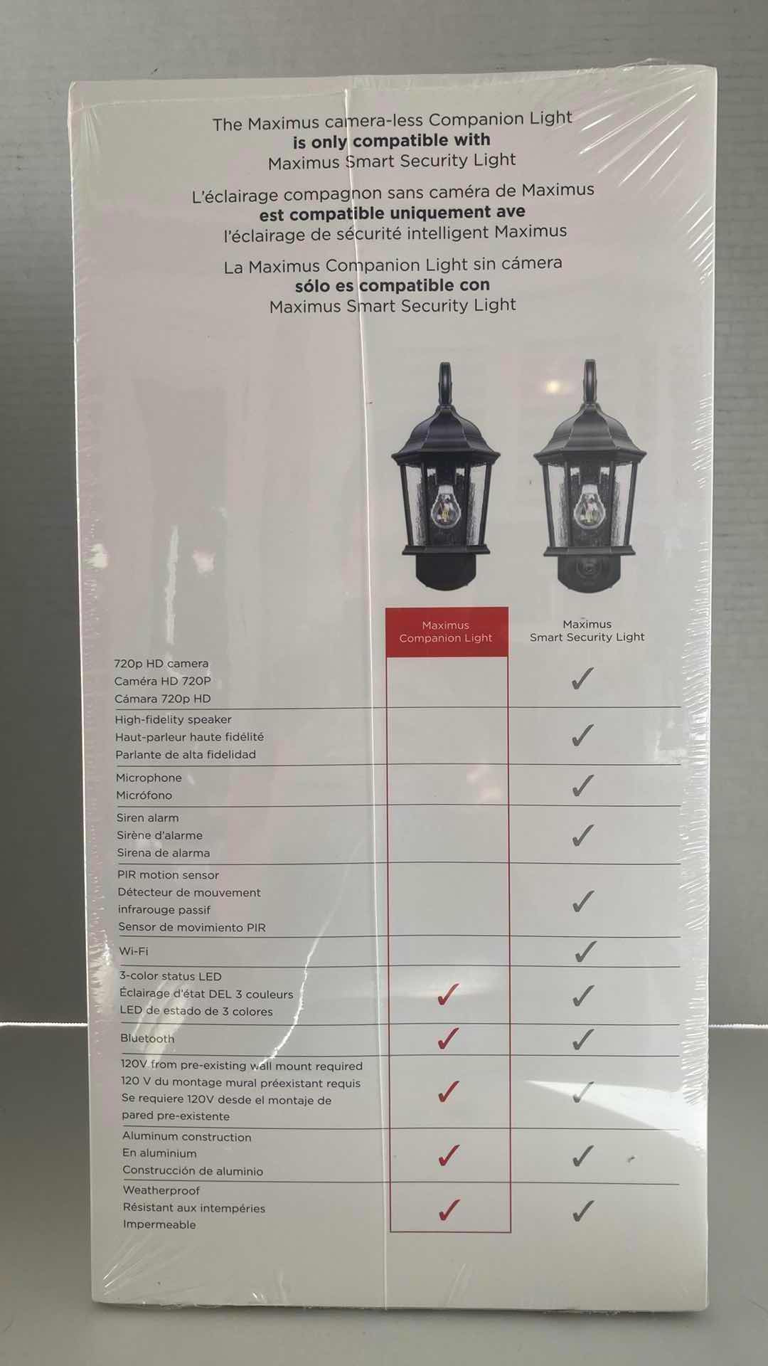 Photo 1 of MAXIMUS COACH BLACK FINISH SMART SECURITY LANTERN LIGHT FIXTURE W SPECKLED GLASS MODEL SPL11-07A1N4-BKT 8.79” X 7.81” H17.09”