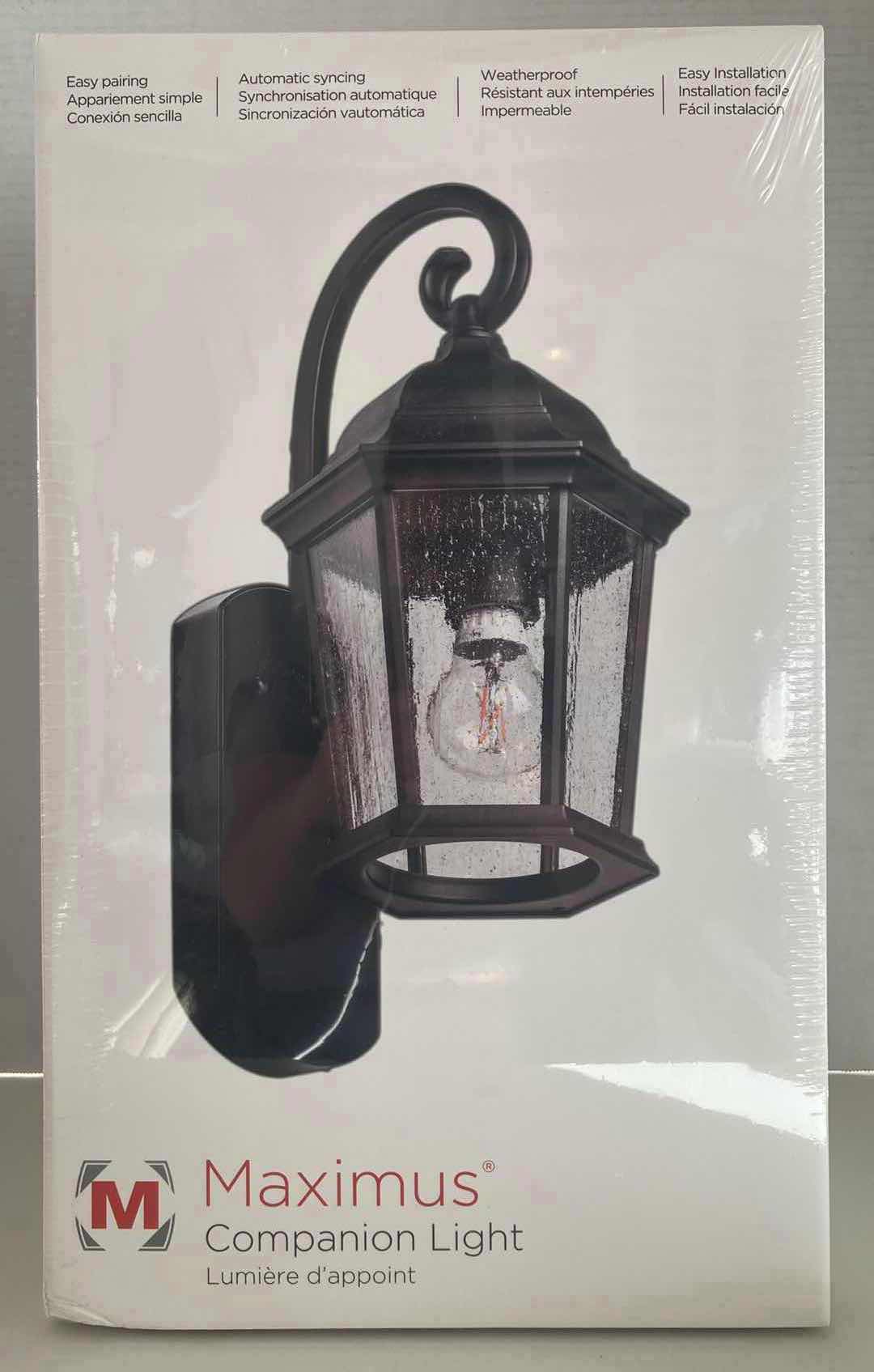 Photo 1 of MAXIMUS COACH BLACK FINISH SMART SECURITY LANTERN LIGHT FIXTURE W SPECKLED GLASS MODEL SPL11-07A1N4-BKT 8.79” X 7.81” H17.09”