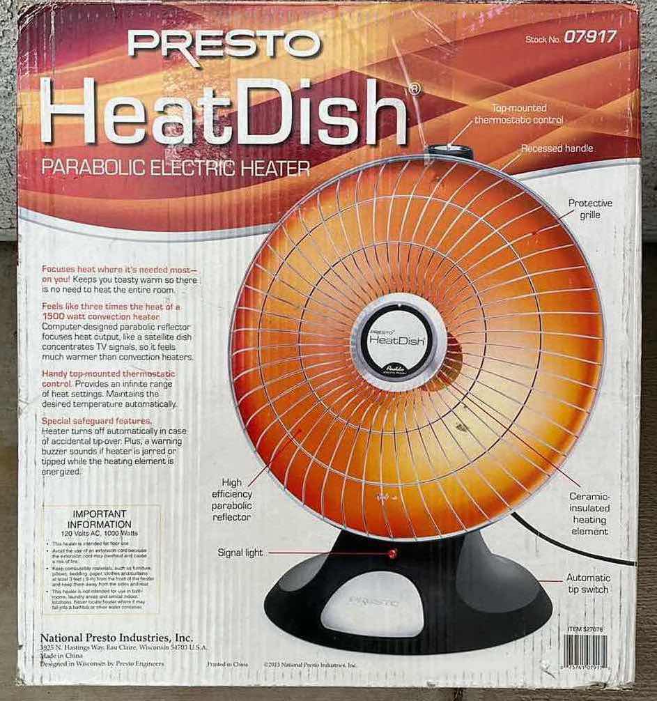 Photo 1 of PRESTO HEAT DISH PARABOLIC ELECTRIC HEATER MODEL 07917