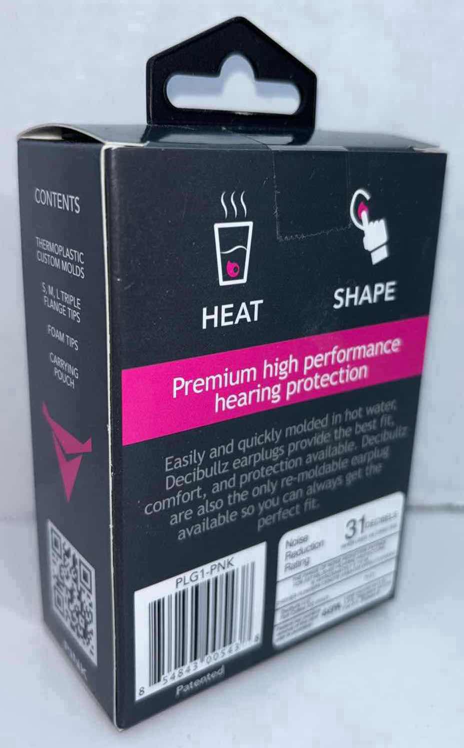 Photo 1 of DECIBULLZ CUSTOM MOLDED EARPLUGS 31dB, HEAT & SHAPE (NRR31, PINK)
