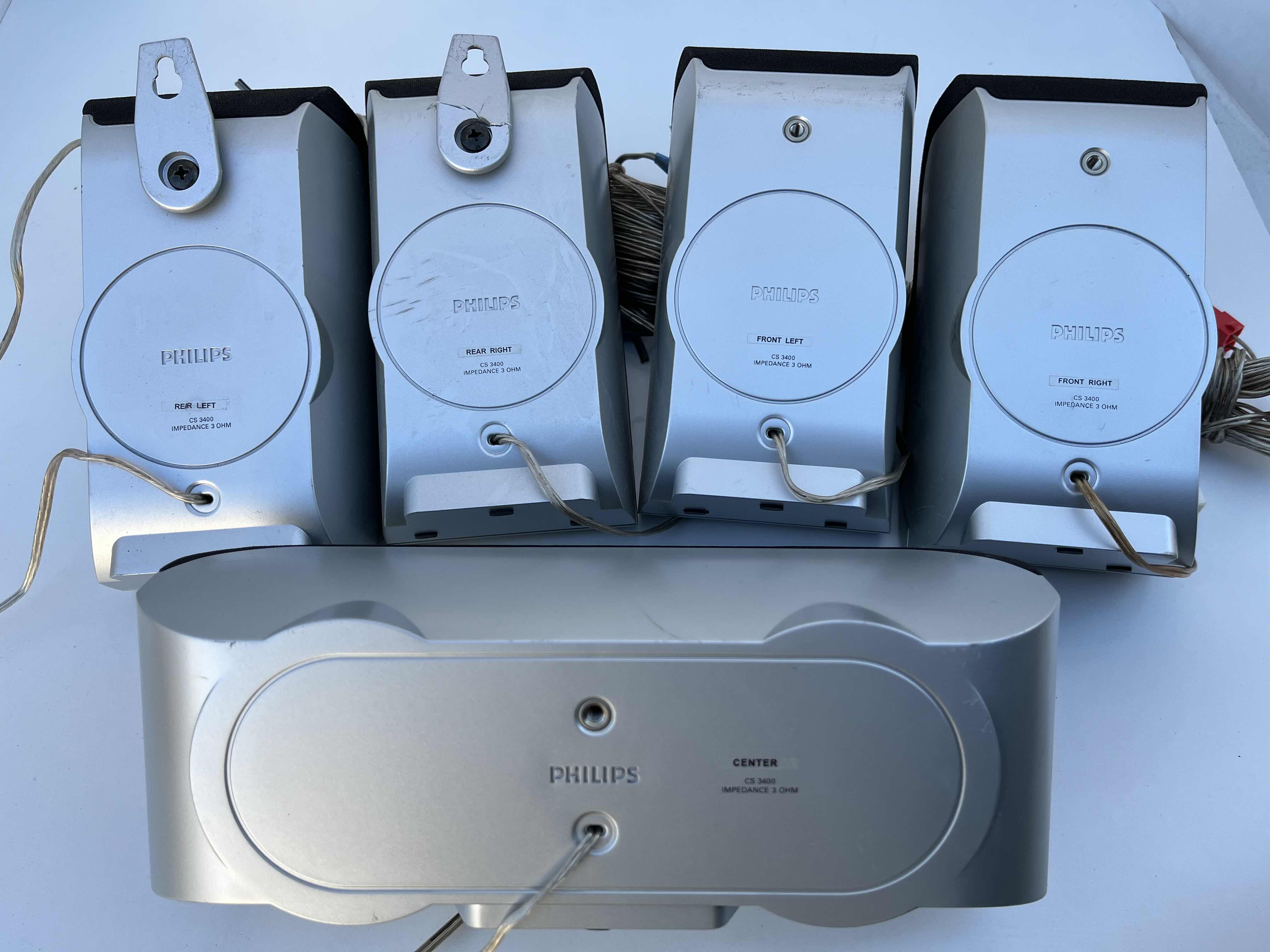 Photo 1 of PHILIPS SURROUND SOUND SPEAKERS (5) W AV SUBWOOFER