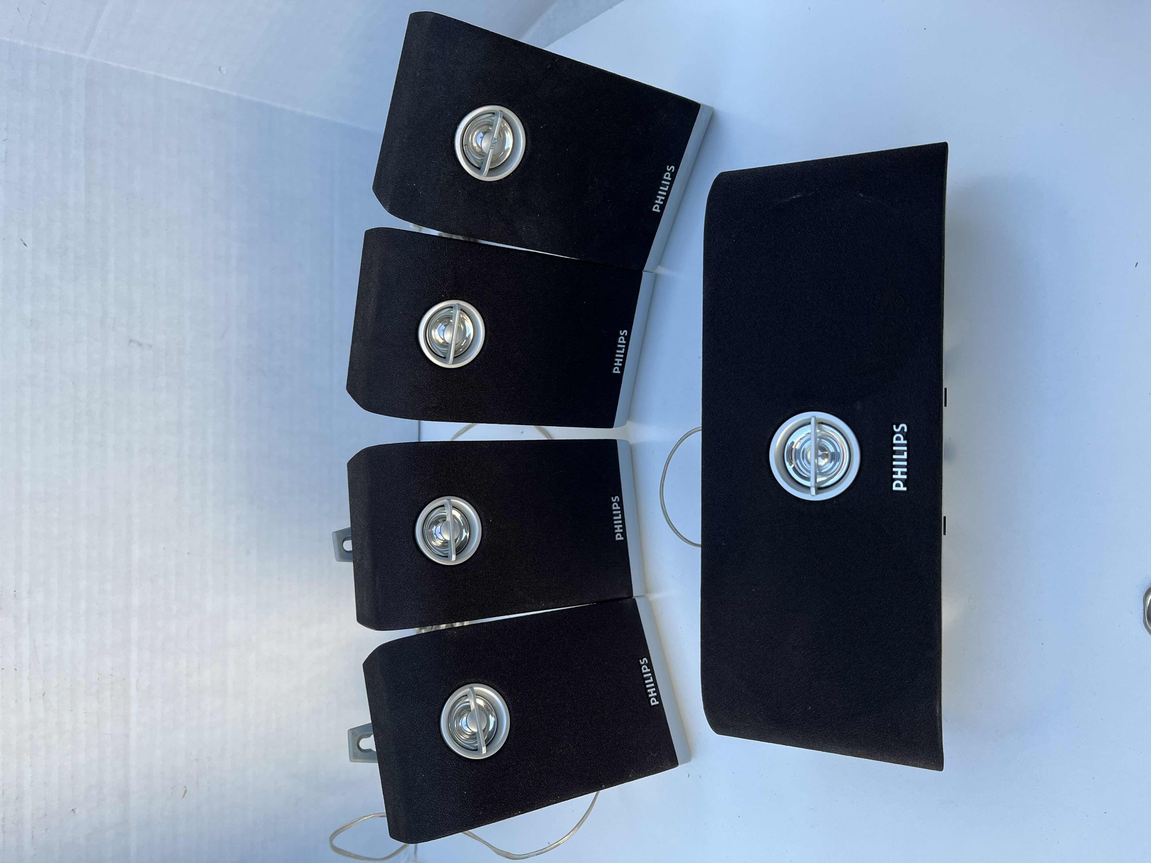 Photo 1 of PHILIPS SURROUND SOUND SPEAKERS (5) W AV SUBWOOFER