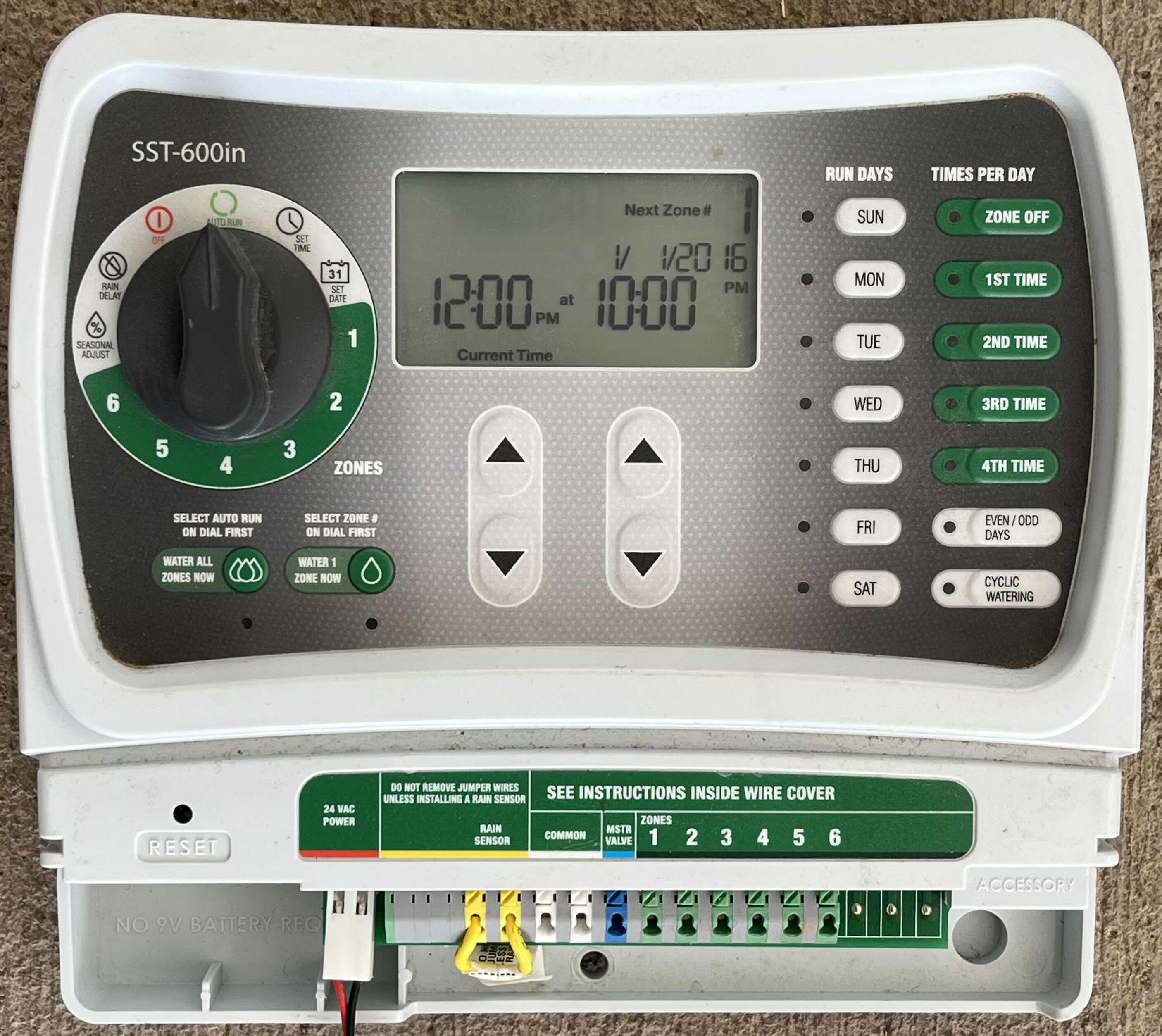 View 2 of RAINBIRD 6 ZONE LAWN SPRINKLER CONTROL PANEL MODEL SST-600IN