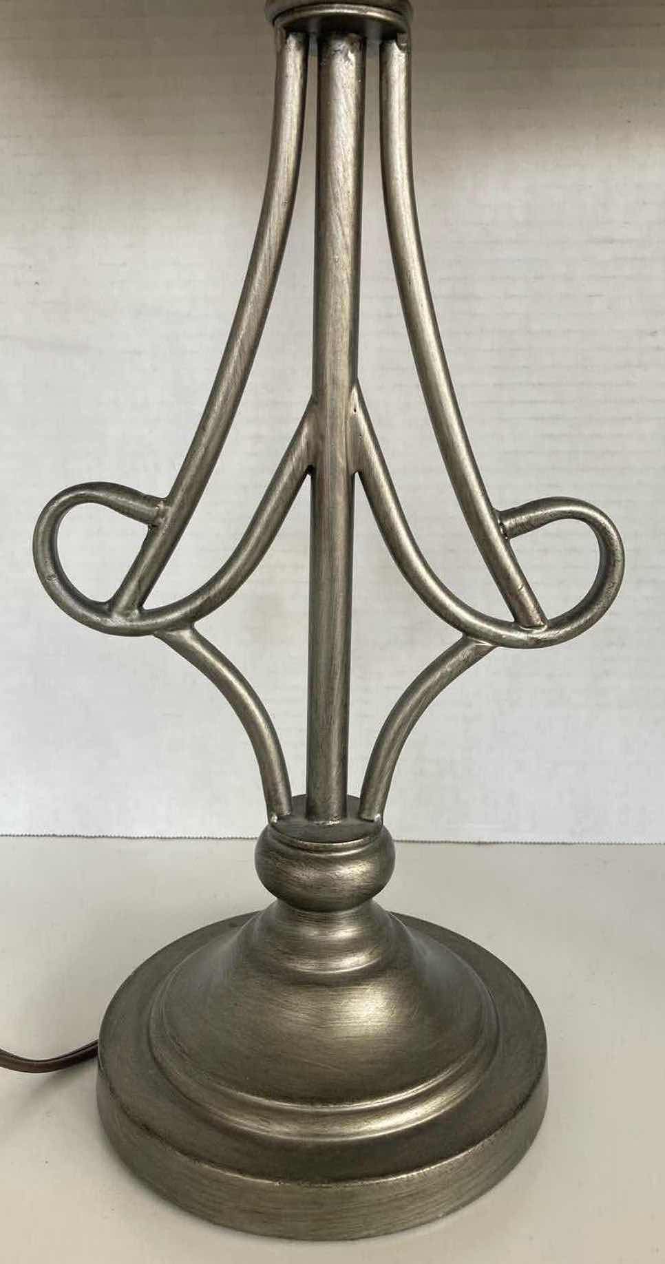 Photo 1 of METAL BASE BLACK SHADE TABLE LAMP 14” X 8” H25.5”