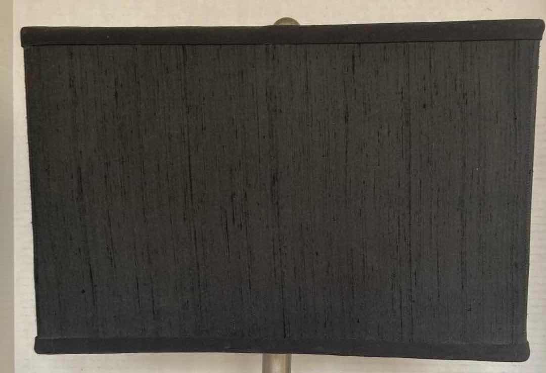 Photo 1 of METAL BASE BLACK SHADE TABLE LAMP 14” X 8” H25.5”