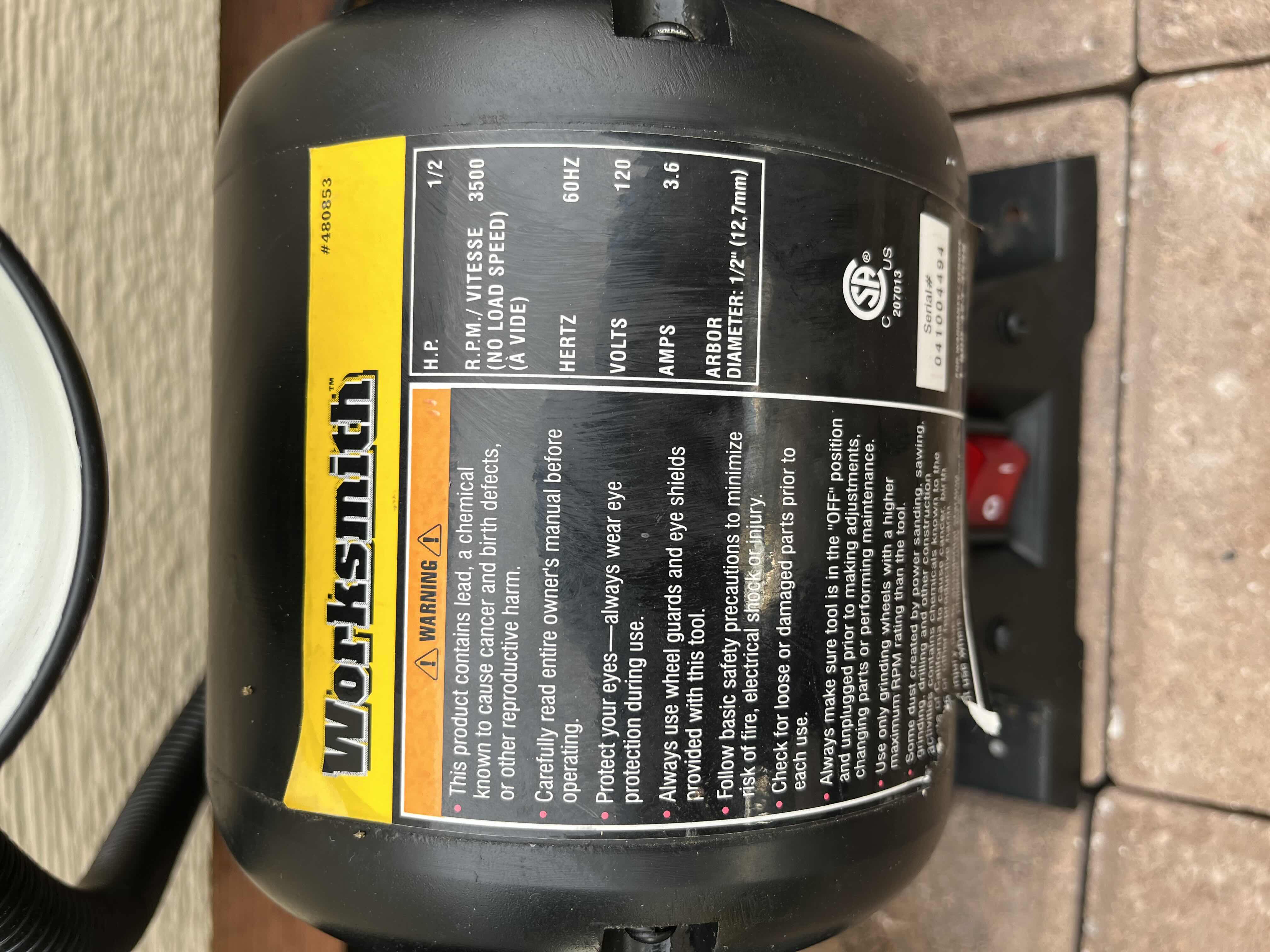 Photo 1 of WORKSMITH 6” 1/2HP DUAL BENCH GRINDER 480853