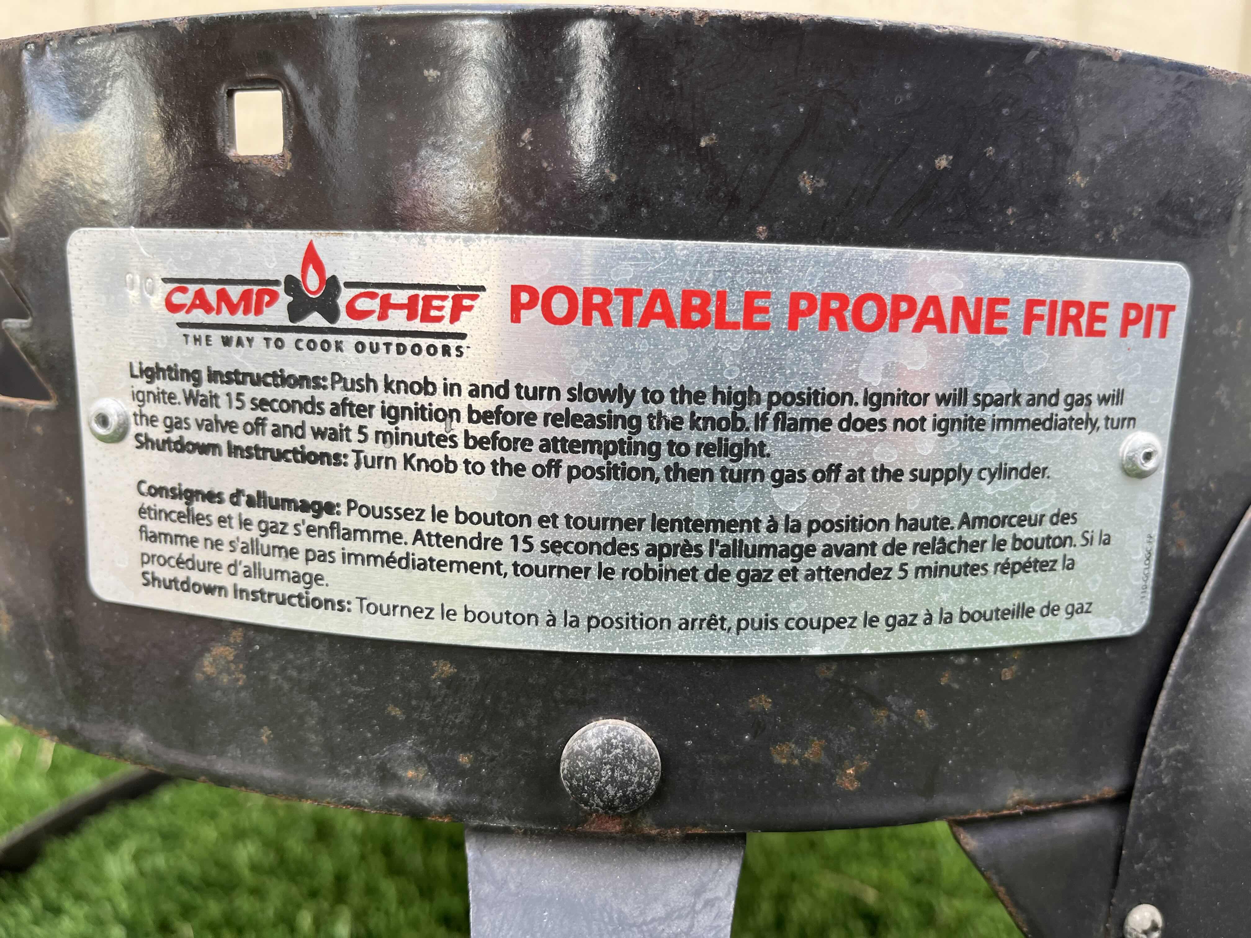 Photo 1 of CAMP CHEF PORTABLE PROPANE FIRE PIT  18.5” X 11”