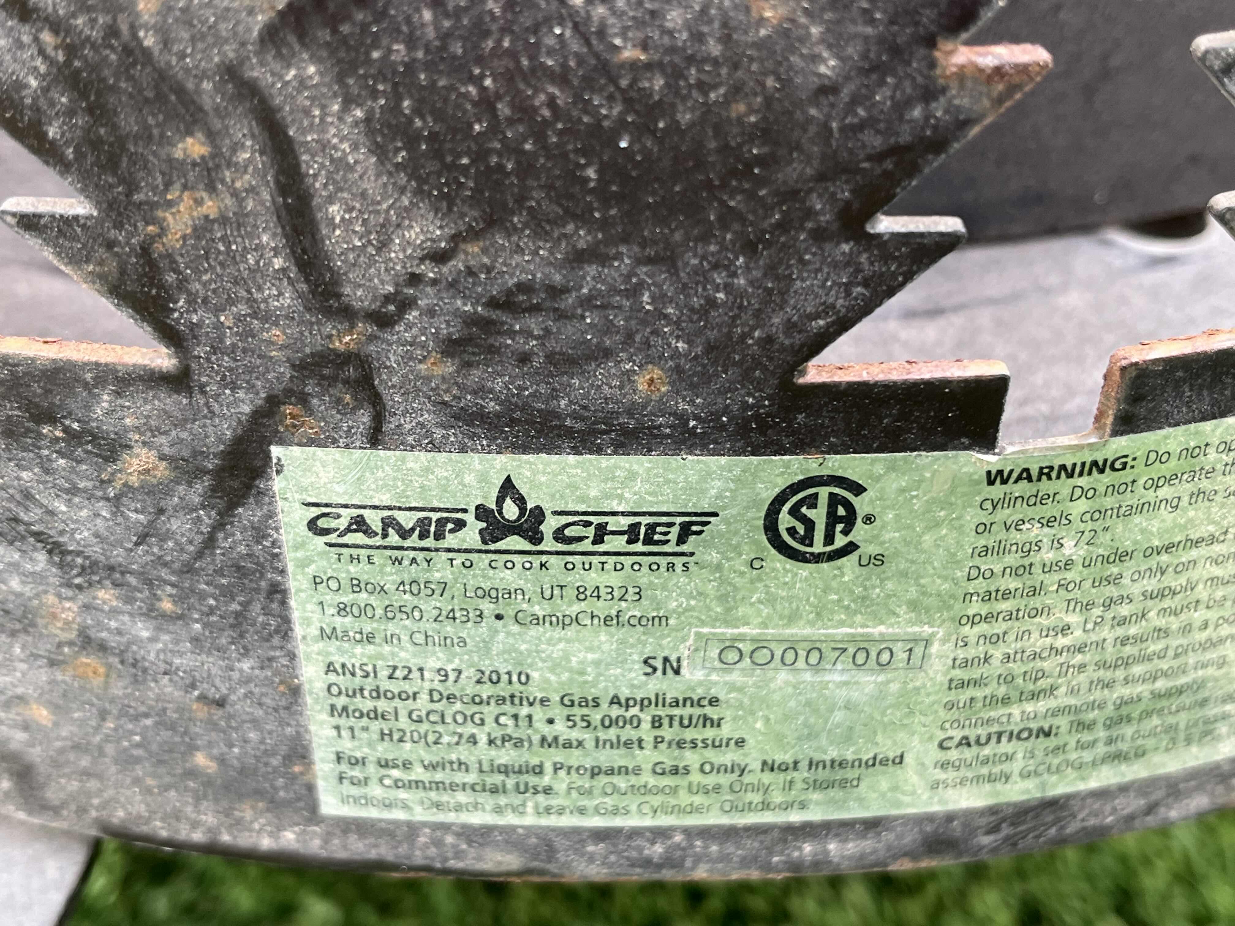 Photo 1 of CAMP CHEF PORTABLE PROPANE FIRE PIT  18.5” X 11”