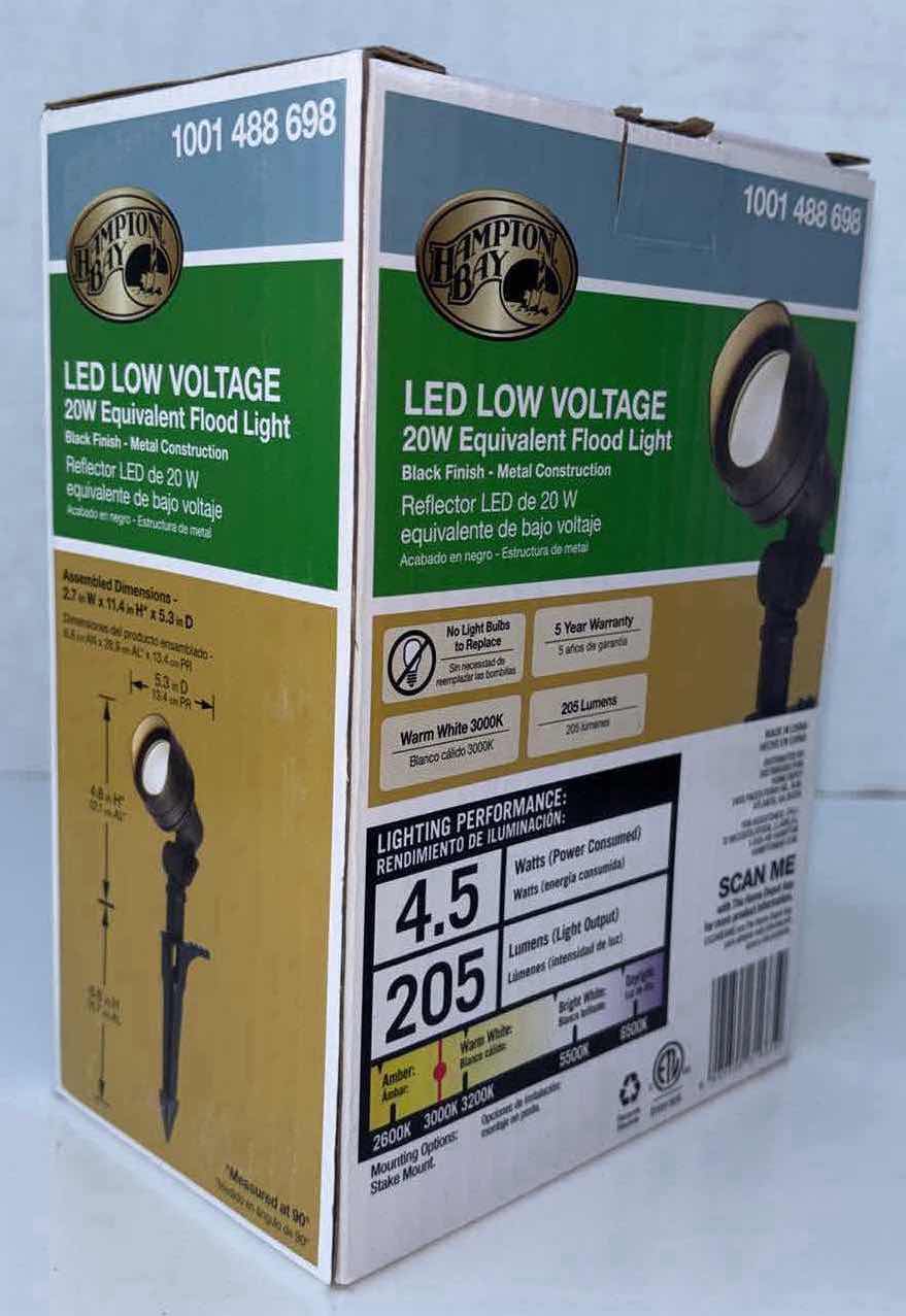 Photo 1 of NEW HAMPTON BAY LED LOW VOLTAGE 20W EQUIVALENT FLOOD LIGHT- BLACK FINISH/METAL CONSTRUCTION (1001 488 698)