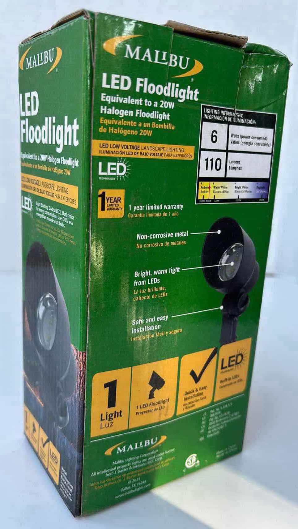 Photo 1 of MALIBU LED LOW VOLTAGE FLOODLIGHT EQUIVALENT 20W HALOGEN FLOODLIGHT (MODEL 8401-2604-01 (2)