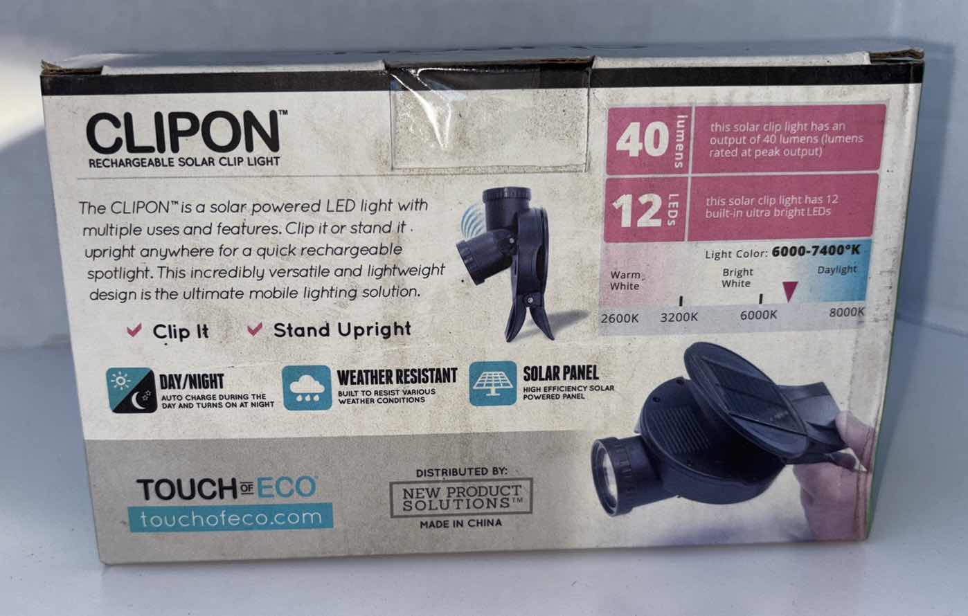 Photo 1 of NEW TOUCH OF EVO CLIPON RECHARGEABLE SOLAR CLIP LIGHT