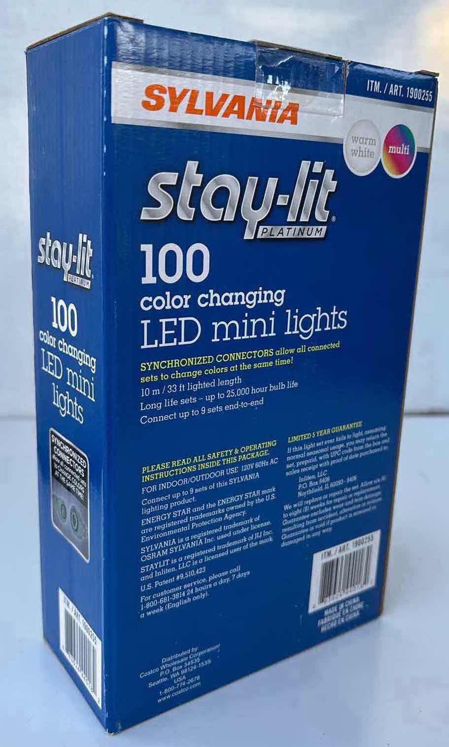 Photo 1 of NEW SYLVANIA STAY-LIT PLATINUM 100 COLOR CHANGING LED MINI LIGHTS, INDOOR/OUTDOOR, 33 FT LIGHTED LENGTH (1900255)