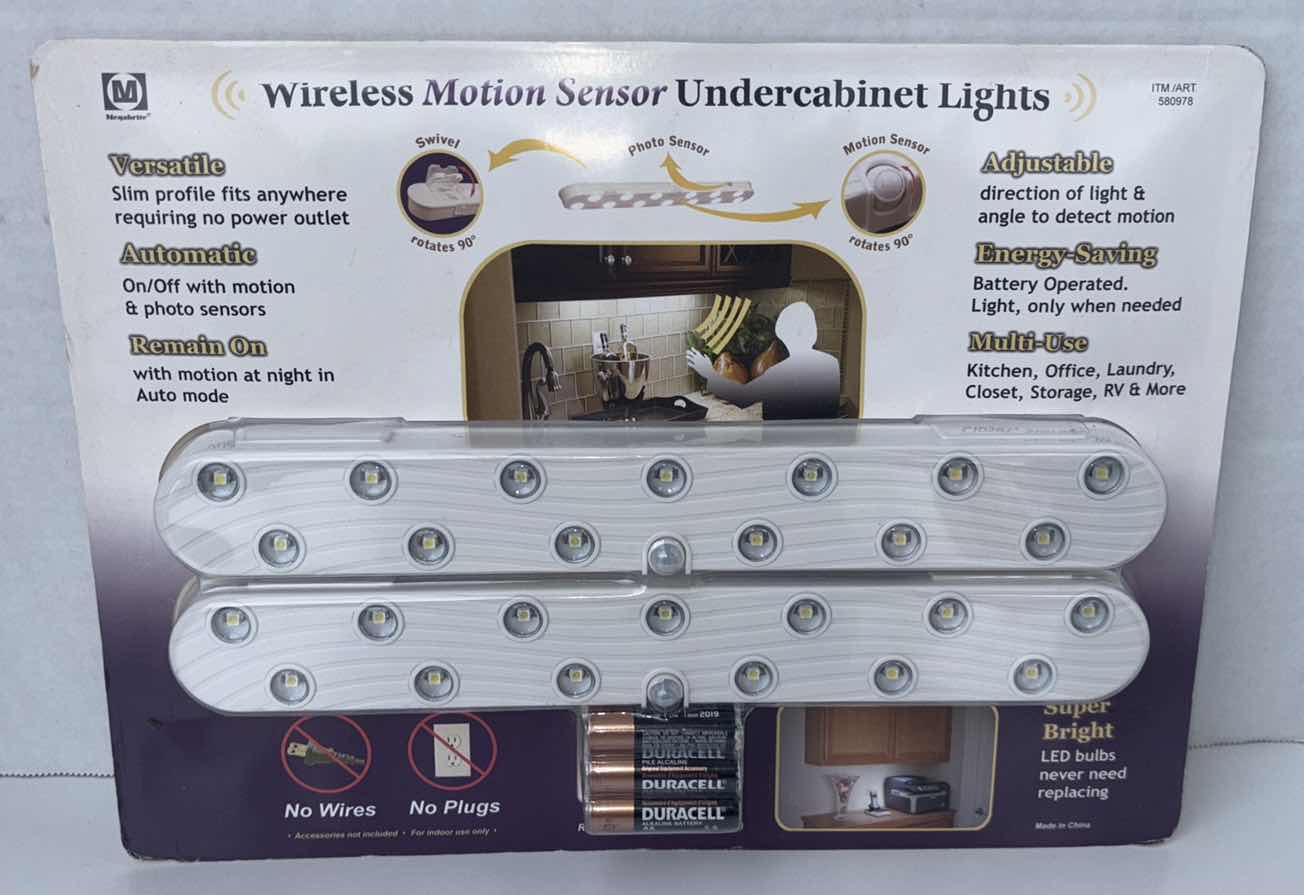 Photo 1 of NEW MEGABRITE WIRELESS MOTION SENSOR UNDER CABINET LIGHTS, BATTERY OPERATED (ITEM 580978)