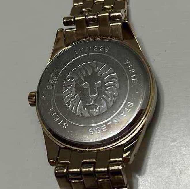Photo 1 of ANNE KLEIN DIAMOND ACCENT, BLACK DIAL W GOLD TONE HANDS, GOLD TONE BAND STAINLESS STEEL BACK WOMENS WATCH (AK/1226)