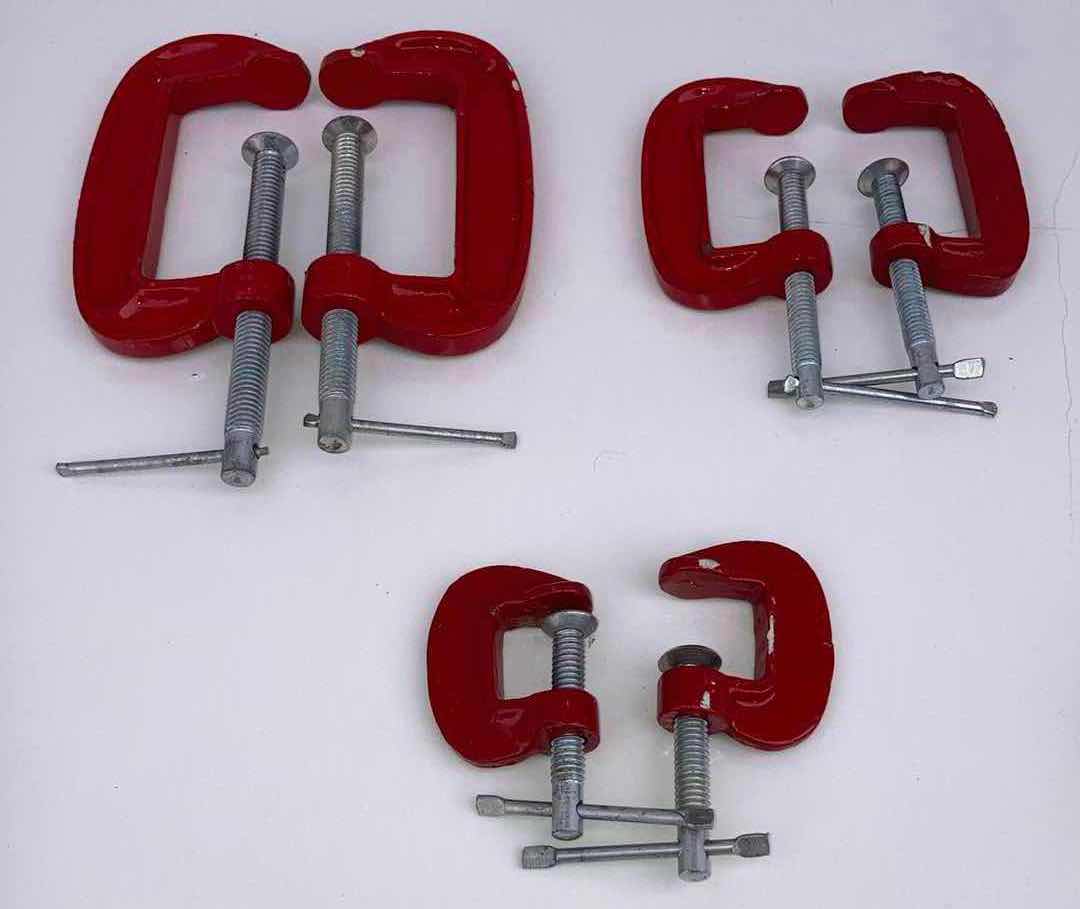 Photo 1 of RED HEAVY DUTY G CLAMPS 1”, 2” & 3” (SET OF 6)