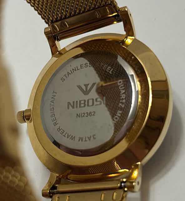 Photo 1 of NIBOSI 1985 MENS SIMPLE FASHION SWISS BRAND QUARTZ WATERPROOF WATCH W GOLD FINISH MESH BAND (N12362)