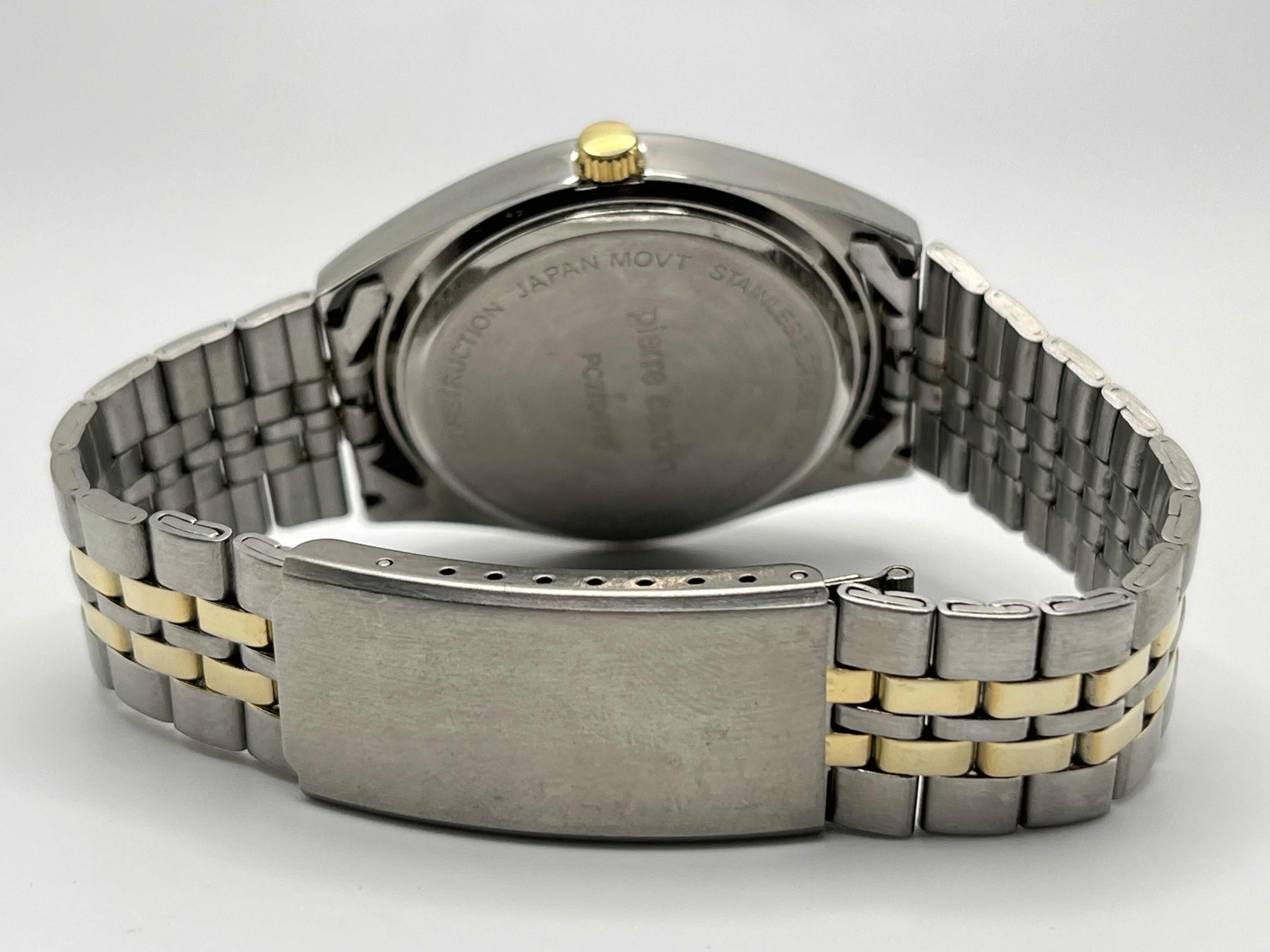 Photo 1 of PIERRE CARDIN W SILVER & GOLD FINISH STAINLESS STEEL BAND MENS WATCH SIZE S-M MODEL PC2706TC