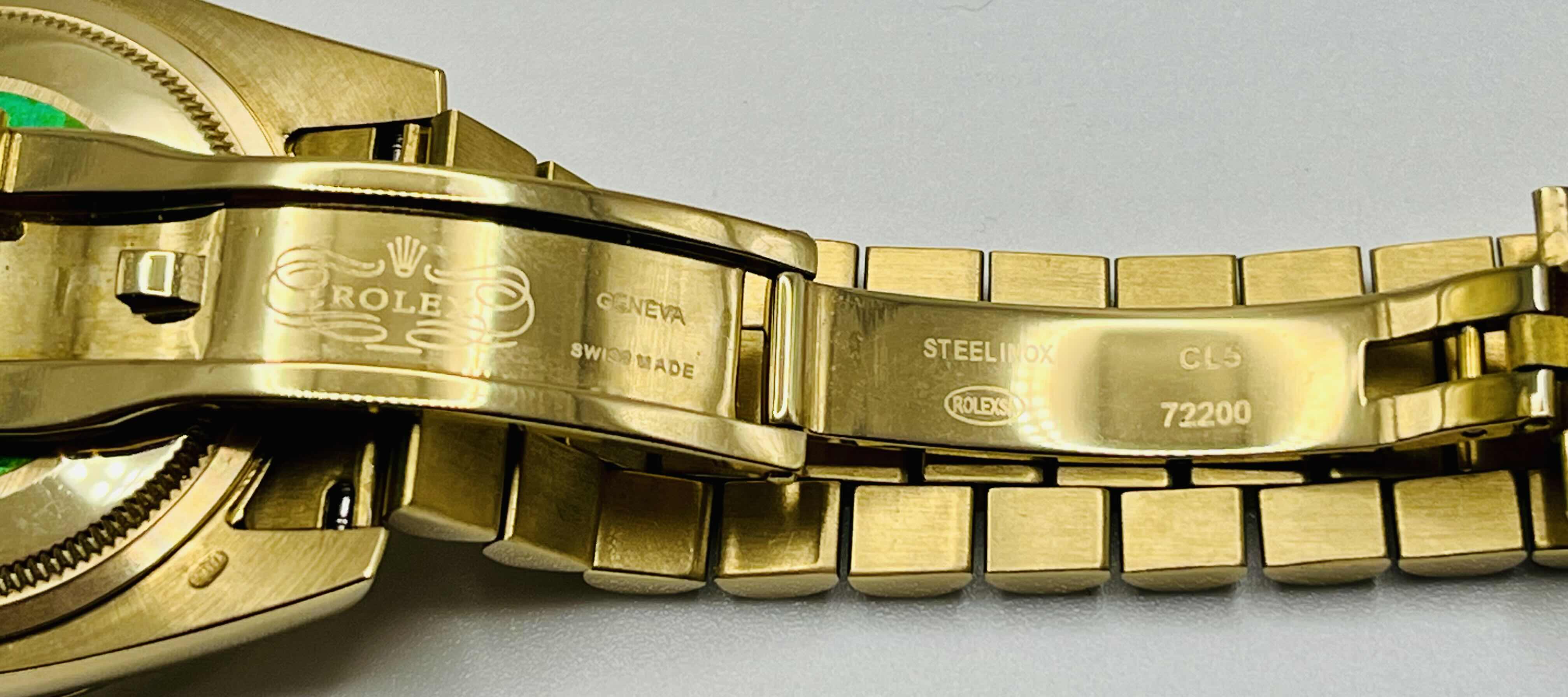 Photo 1 of ROLEX OYSTER PERPETUAL DAY-DATE  YELLOW GOLD FINISH REPLICA MENS WATCH SIZE S-M (GENEVA SWISS MADE STEELINOX ROLEXS CLS 72200)