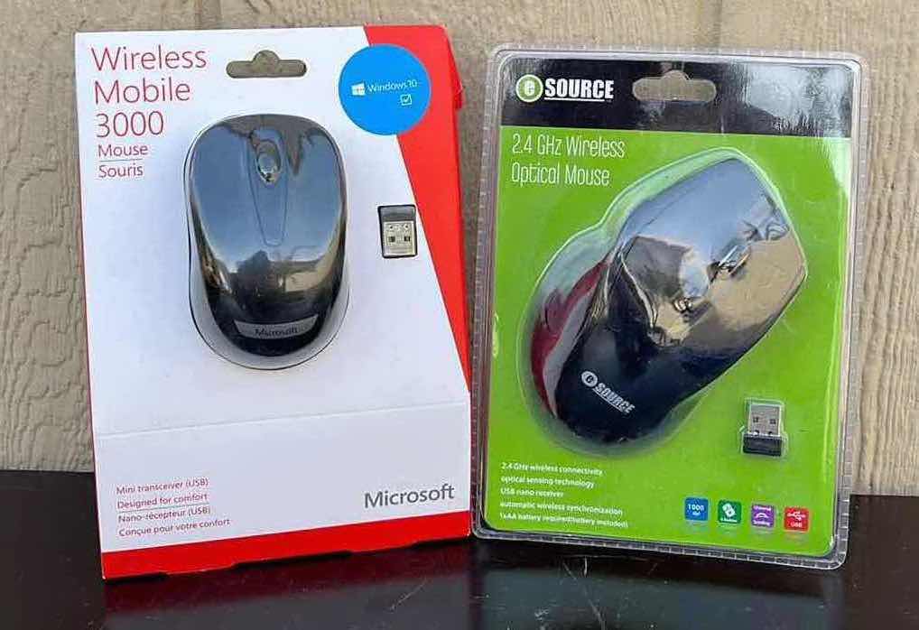 Photo 1 of MICROSOFT MOBLE 3000 WIRELESS MOUSE & E-SOURCE 2.4GHZ OPTICAL WIRELESS MOUSE