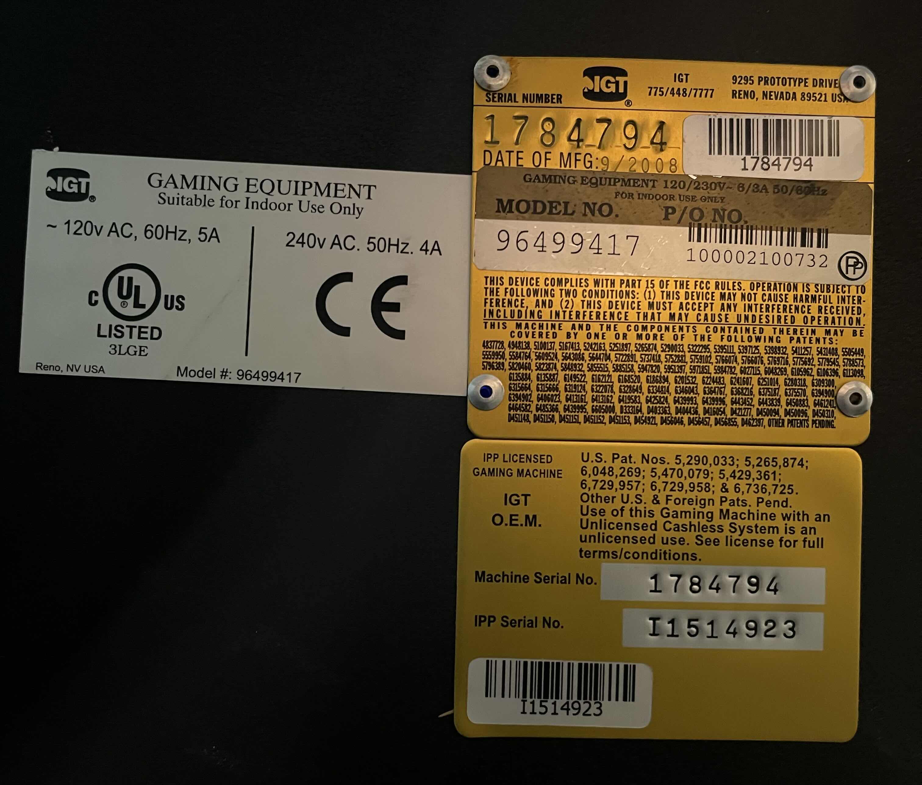 Photo 1 of IGT MULTI GAME WINNERS CHOICE CASINO GAMING MACHINE MODEL 96499417 (READ NOTES)