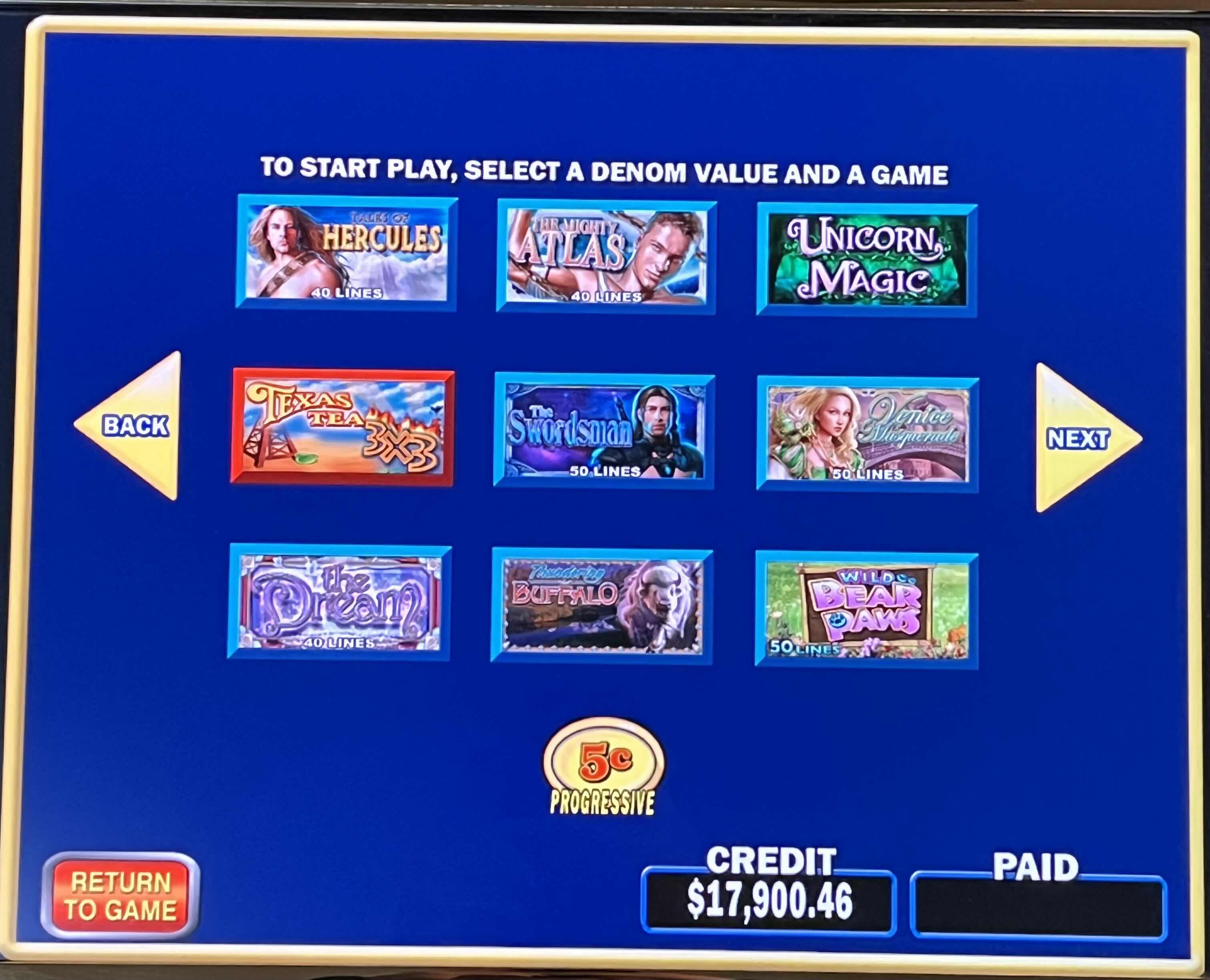 Photo 1 of IGT MULTI GAME WINNERS CHOICE CASINO GAMING MACHINE MODEL 96499417 (READ NOTES)