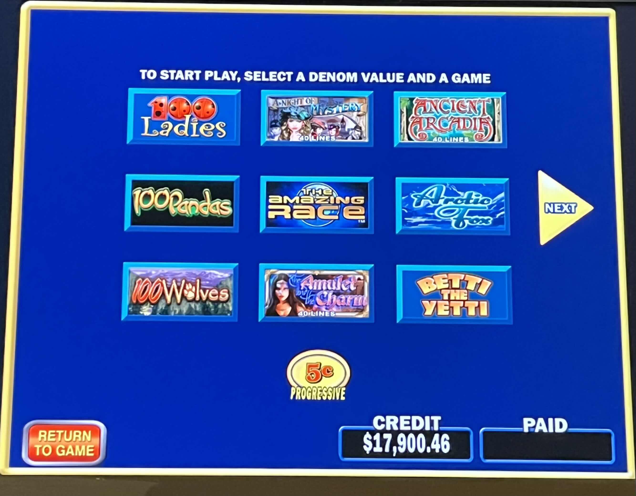 Photo 1 of IGT MULTI GAME WINNERS CHOICE CASINO GAMING MACHINE MODEL 96499417 (READ NOTES)