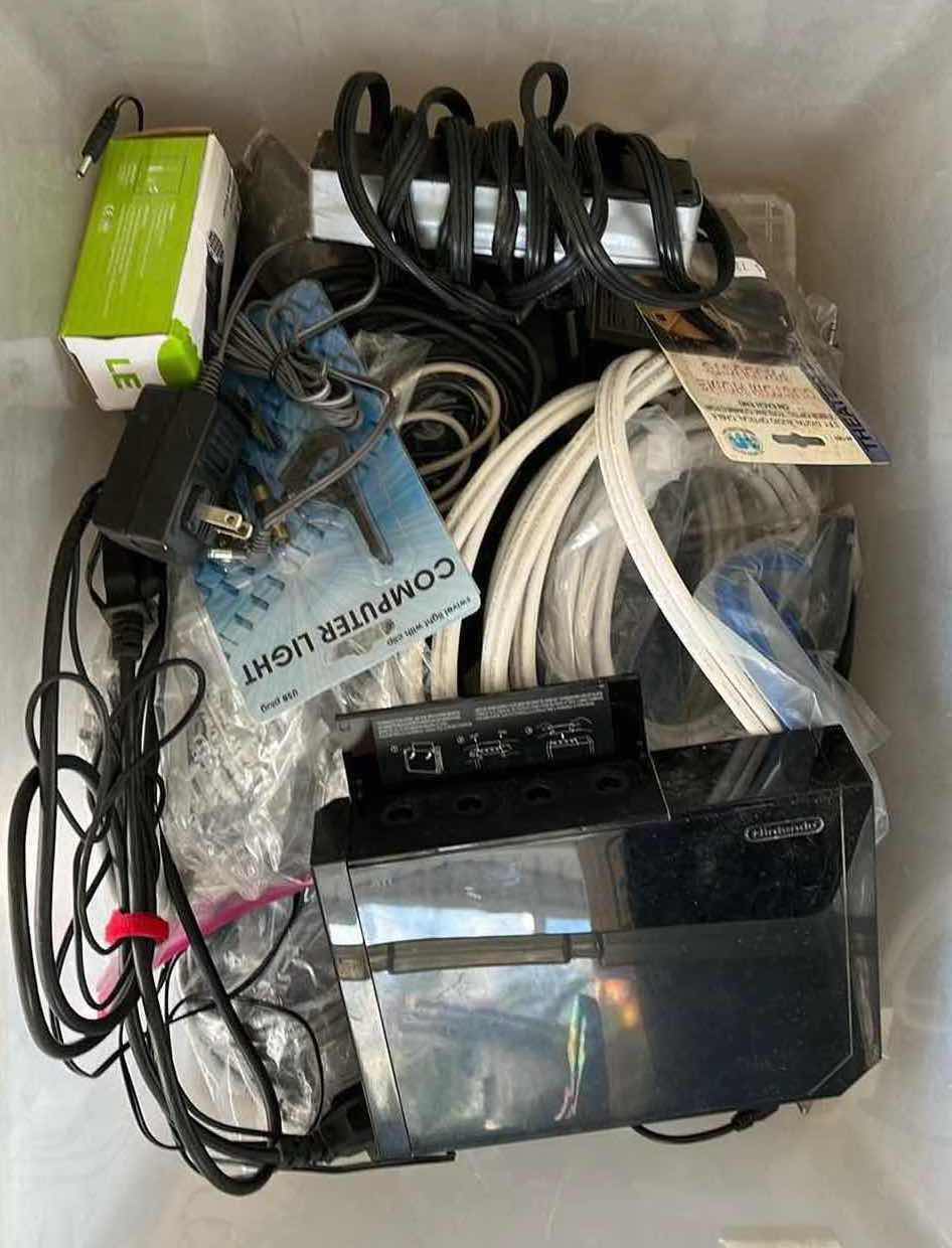 Photo 4 of CONTENTS OF TOTES-ELECTRONICS, CONNECTION CORDS, POWER CORDS & ELECTRONIC PARTS