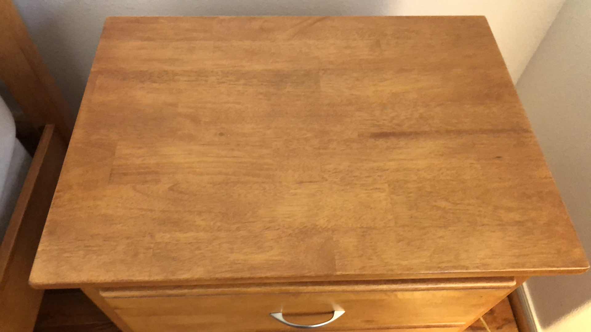 View 2 of MAPLE WOODEN 3 DRAWER NIGHTSTAND WITH DOVE TAIL DRAWERS 24” X 17” H 28”