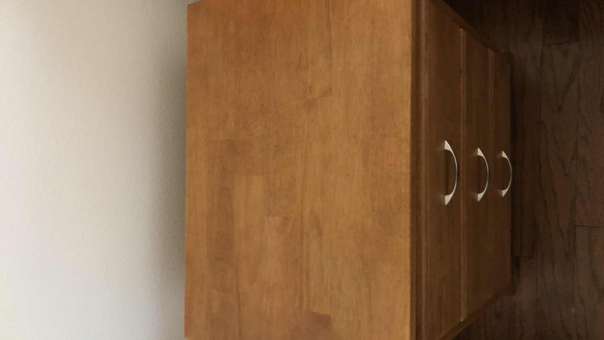 View 2 of MAPLE WOODEN 3 DRAWER NIGHTSTAND WITH DOVE TAIL DRAWERS 24” X 17” H 28”