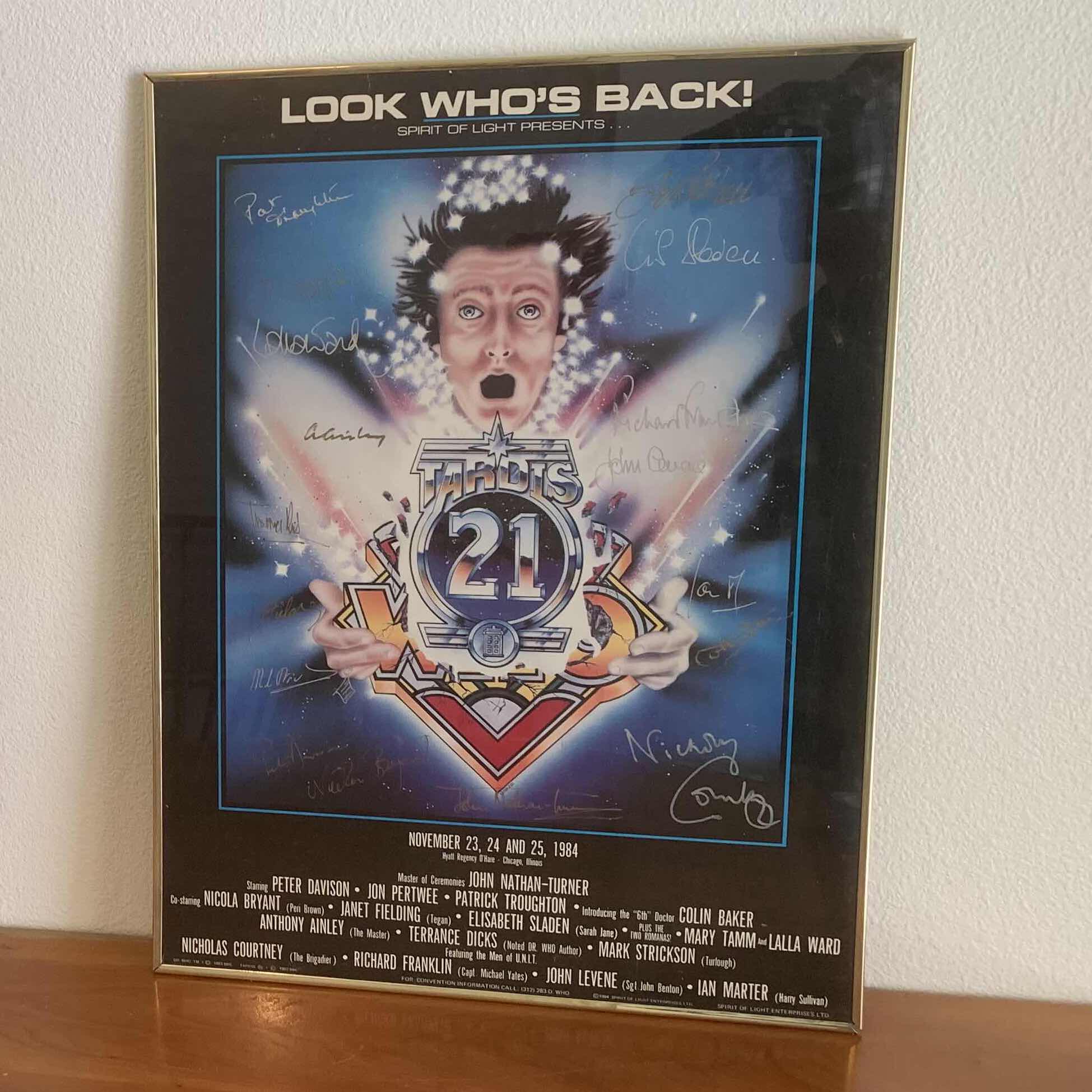 Photo 1 of TARDIS 21 CAST SIGNED PRINT 
GOLD FRAME 
24” x 18”