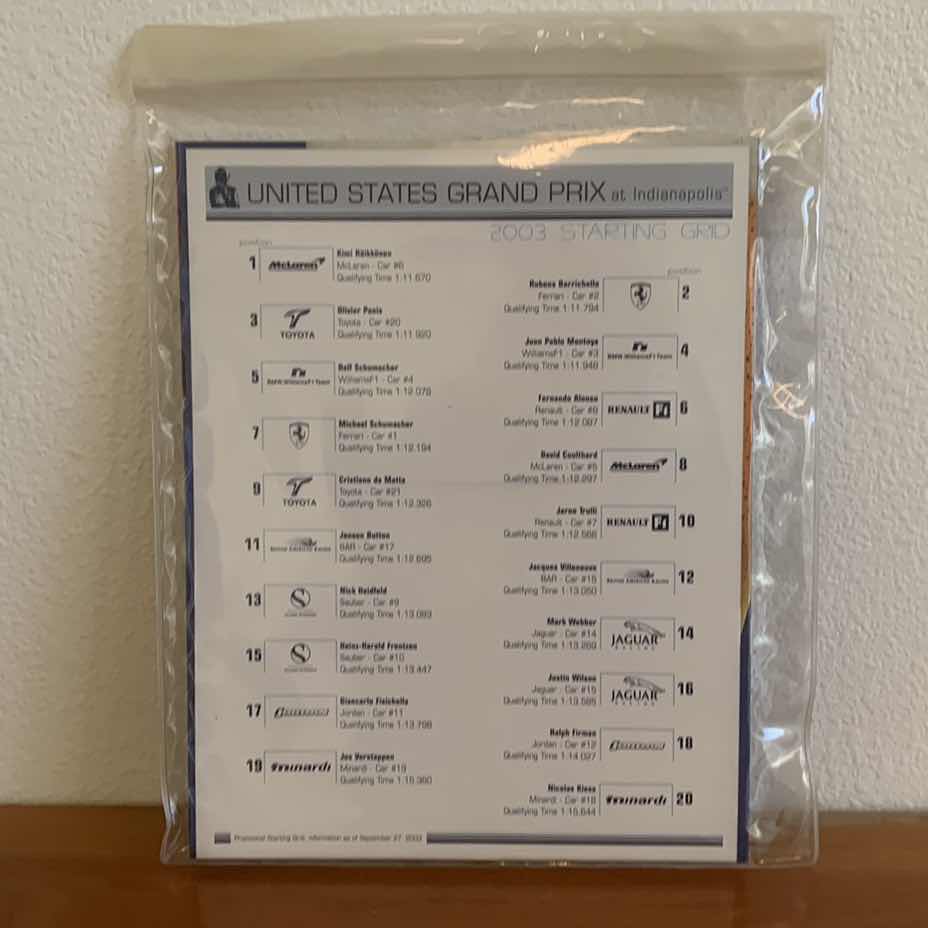 Photo 1 of F1 FORMULA 1 GRAND PRIX OFFICIAL PROGRAM YEAR 2003 IN PLASTIC SLEEVE