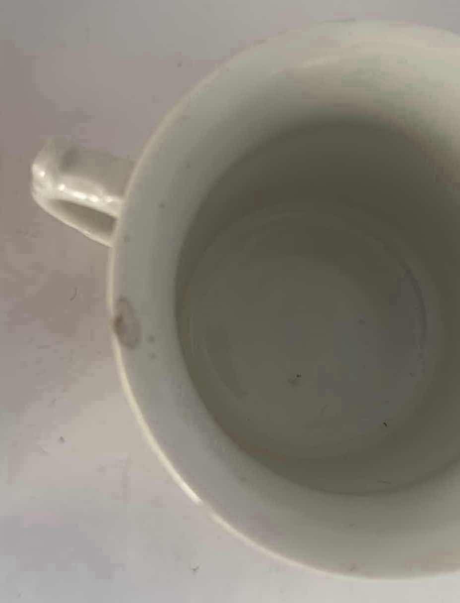 Photo 1 of 7.5” MANTEL CLOCK, SHAVING MUG, TY DOG BEANIE BABY, SMALL BLACK VASE, AND METAL GREEN CAT FIGURINE