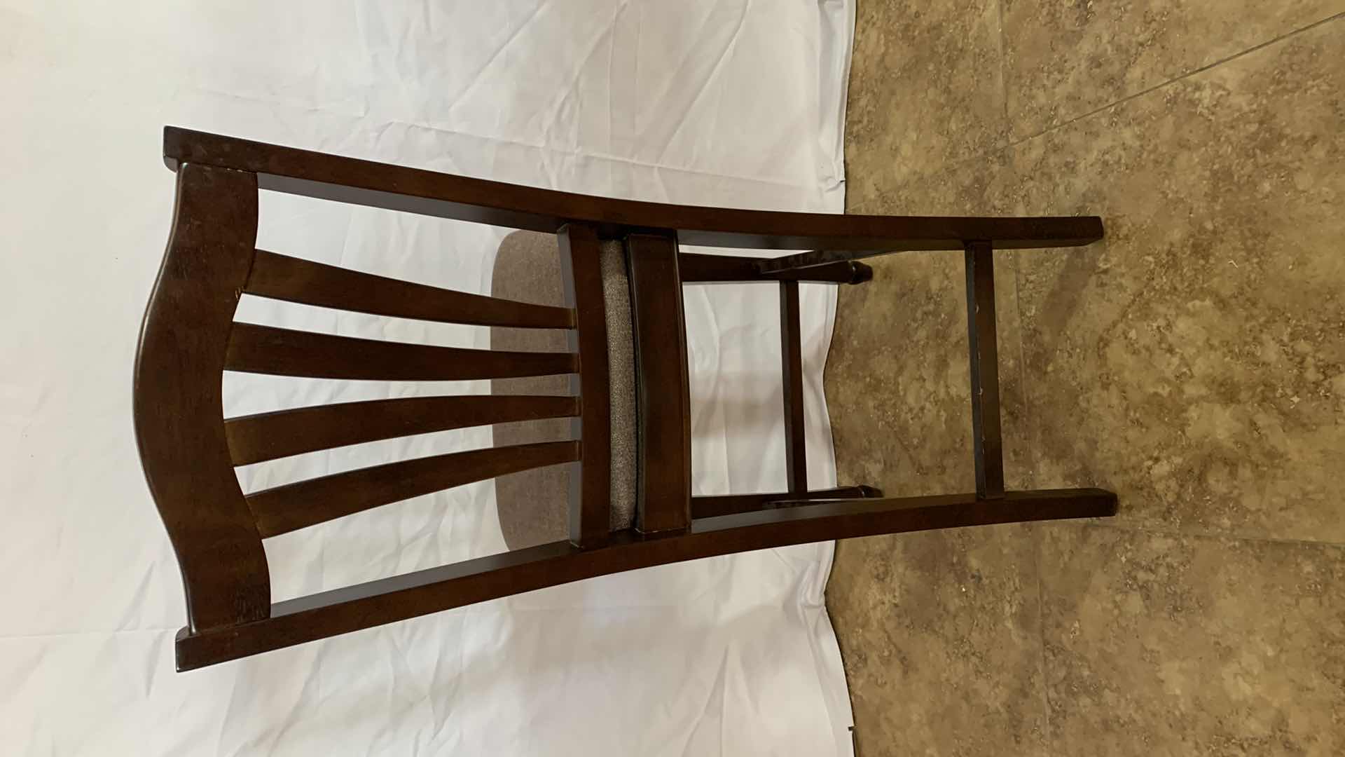 Photo 1 of EAST WEST FURNITURE MAHOGANY UPHOLSTERED DINING CHAIRS 41” TALL