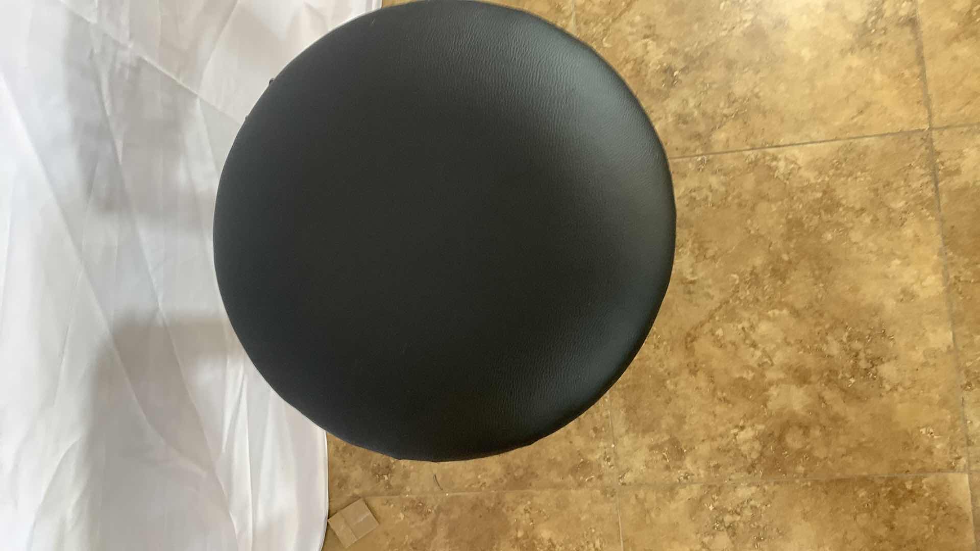 Photo 1 of WILSON WALCOTT BLACK LEATHER SWIVEL BAR STOOL 24” TALL