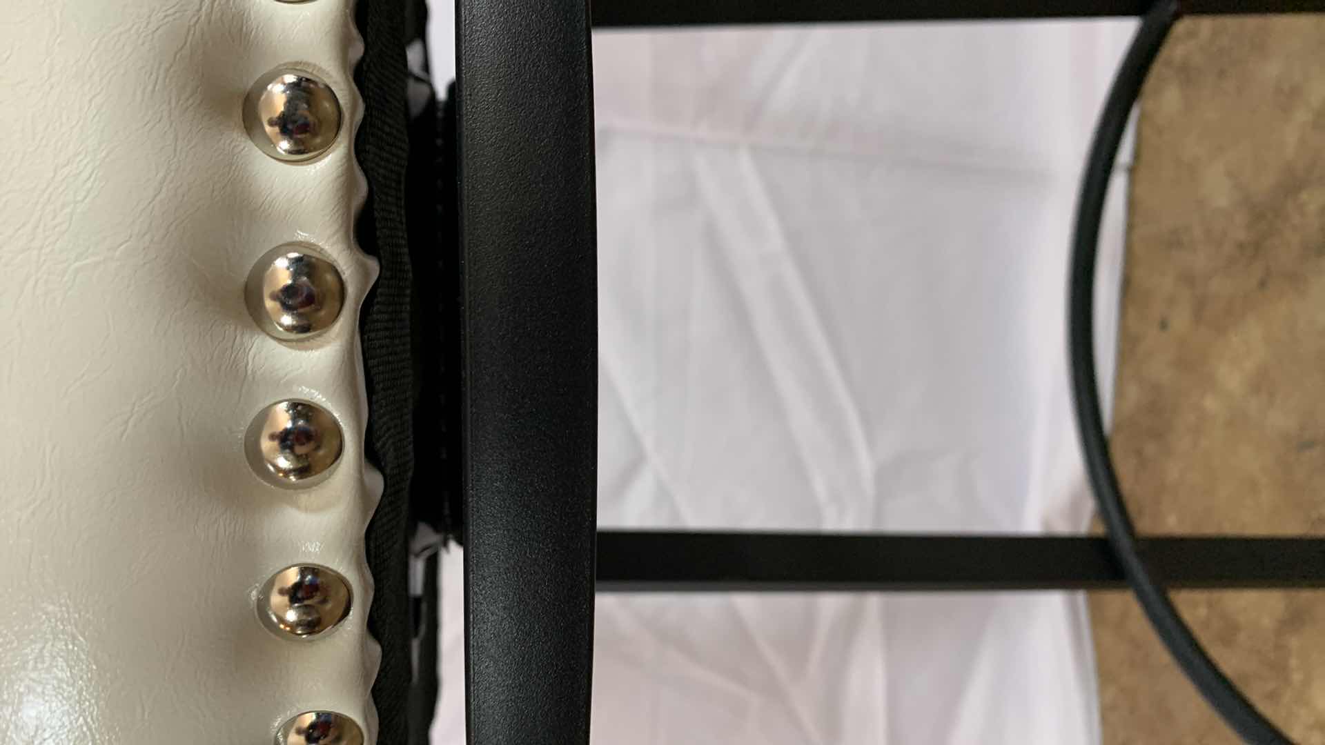 Photo 1 of FLYZC METAL  SWIVEL BAR STOOL WITH NAIL HEAD TRIM 24” TALL