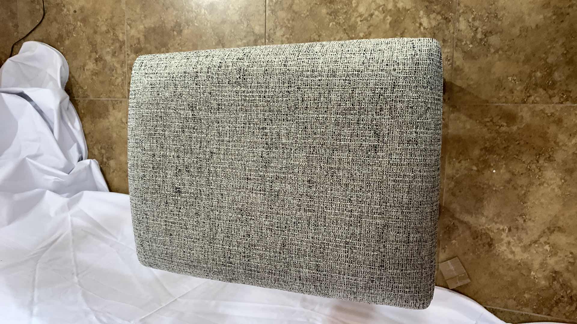 Photo 1 of WOODEN COUNTER SIZE BAR STOOL WITH FABRIC TOP 25” TALL