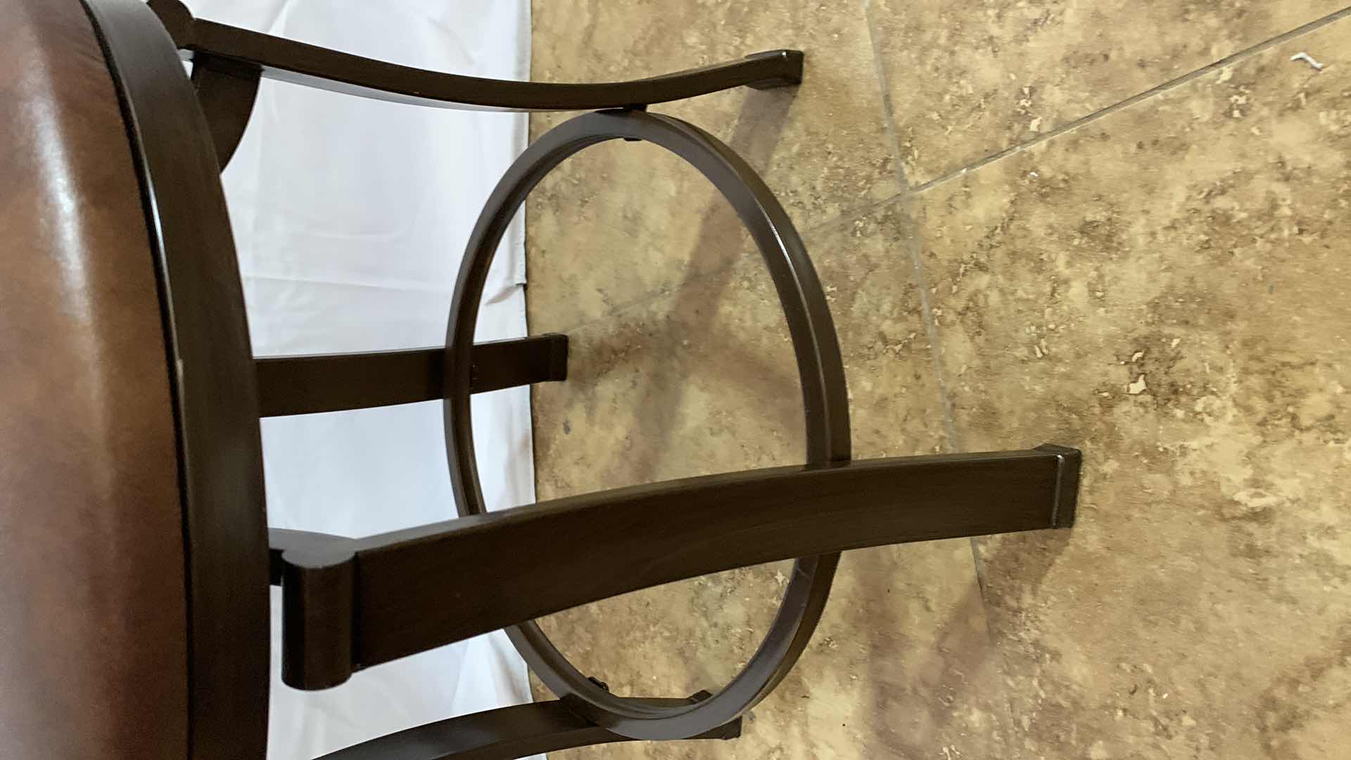 Photo 1 of HILLSDALE FURNITURE HASTING BACKLESS ANTIQUE BROWN VANITY STOOL 19” TALL