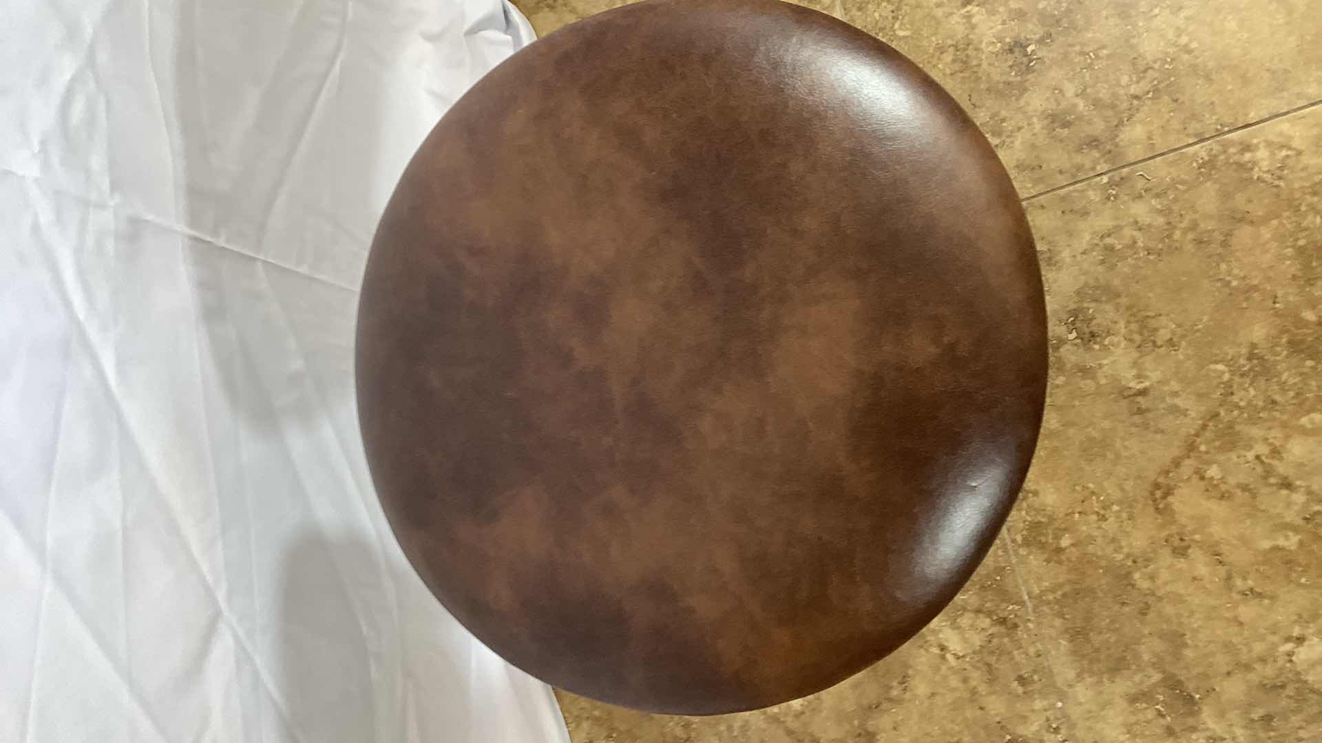 Photo 1 of HILLSDALE FURNITURE HASTING BACKLESS ANTIQUE BROWN VANITY STOOL 19” TALL