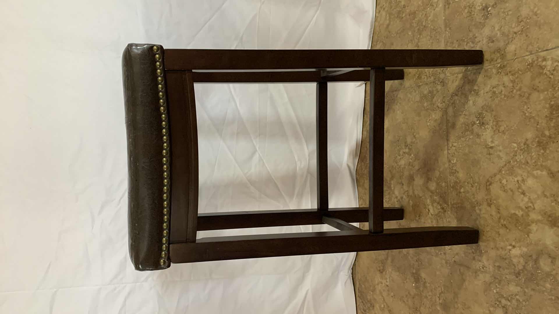 Photo 1 of LINON CLARIDGE BACKLESS COUNTER STOOL WITH NAILHEAD TRIM32” TALL