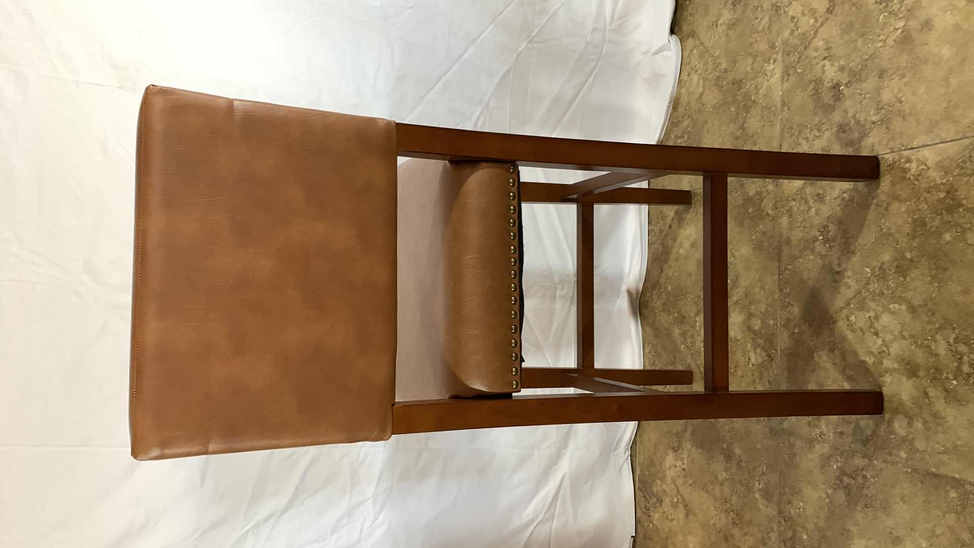 Photo 1 of LINON BROOK FAUX LEATHER COUNTER STOOL WITH NAILHEAD TRIM 45” TALL