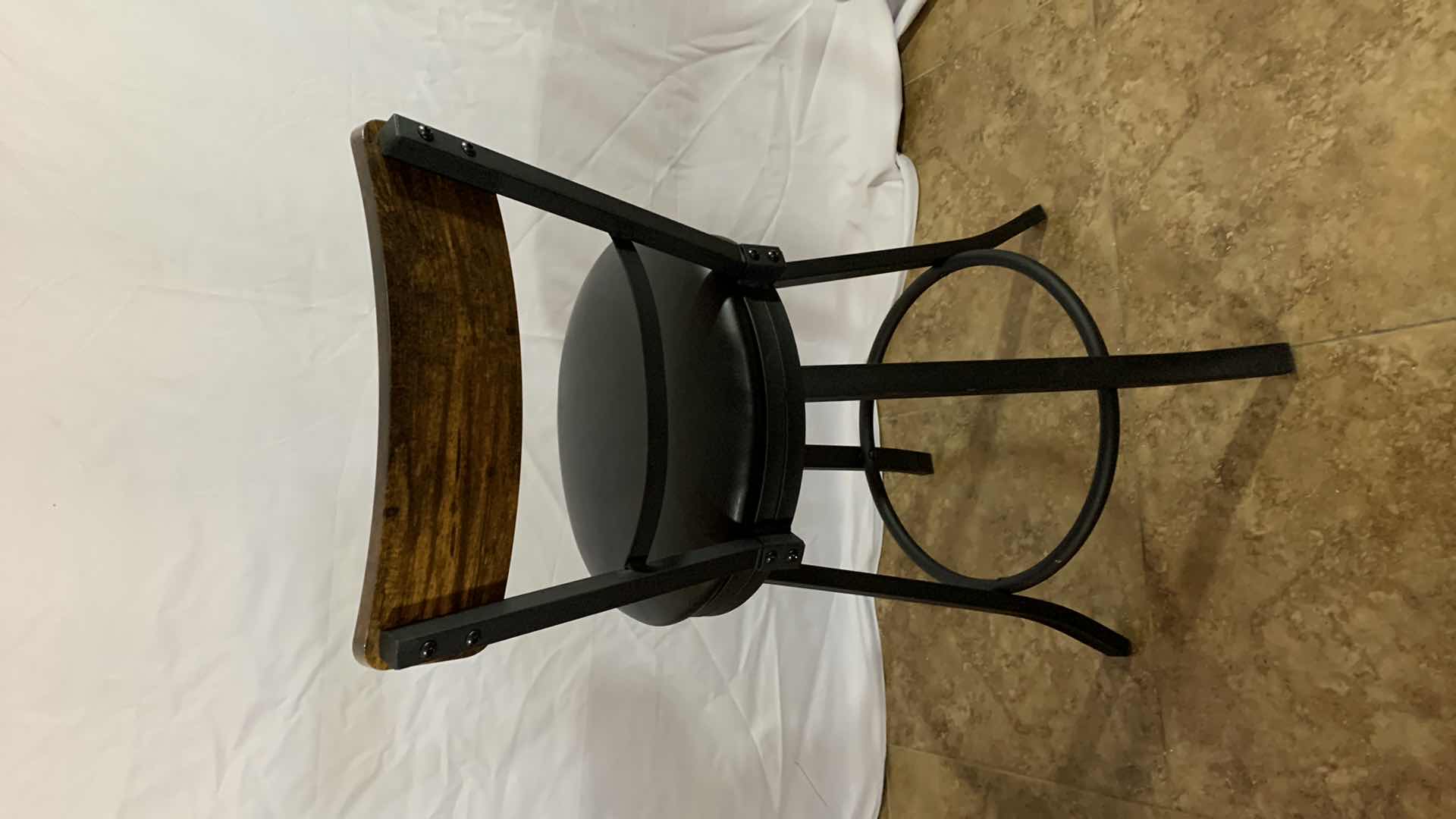 Photo 1 of VASAGLE METAL FRAME BAR STOOL WITH WOODEN BACK 36” TALL