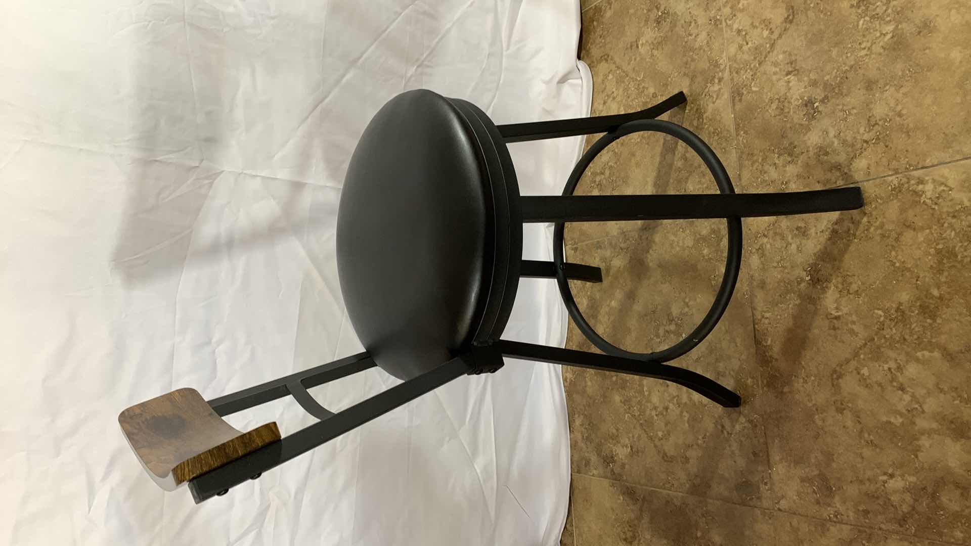 Photo 1 of VASAGLE METAL FRAME BAR STOOL WITH WOODEN BACK 36” TALL