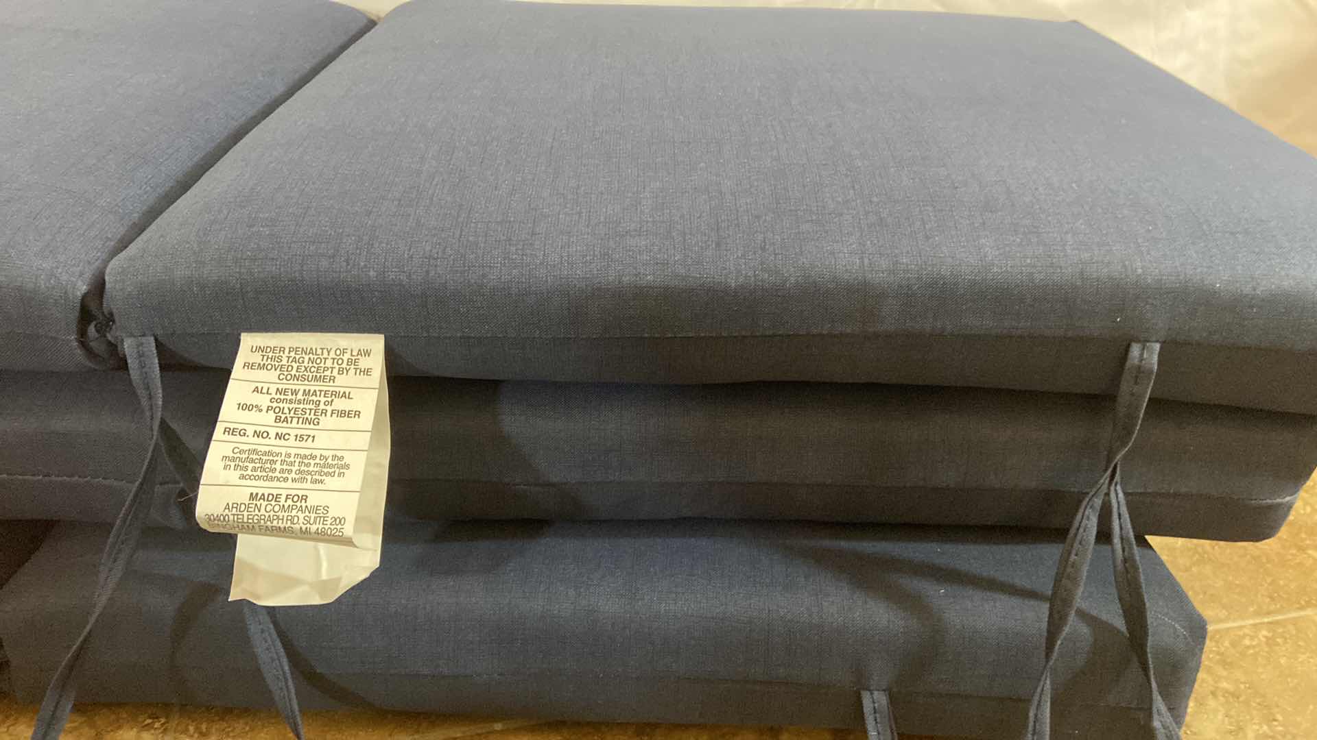 Photo 1 of 3-PATIO CHAIR SEAT CUSHIONS 44” X 20” POLYESTER MATERIAL