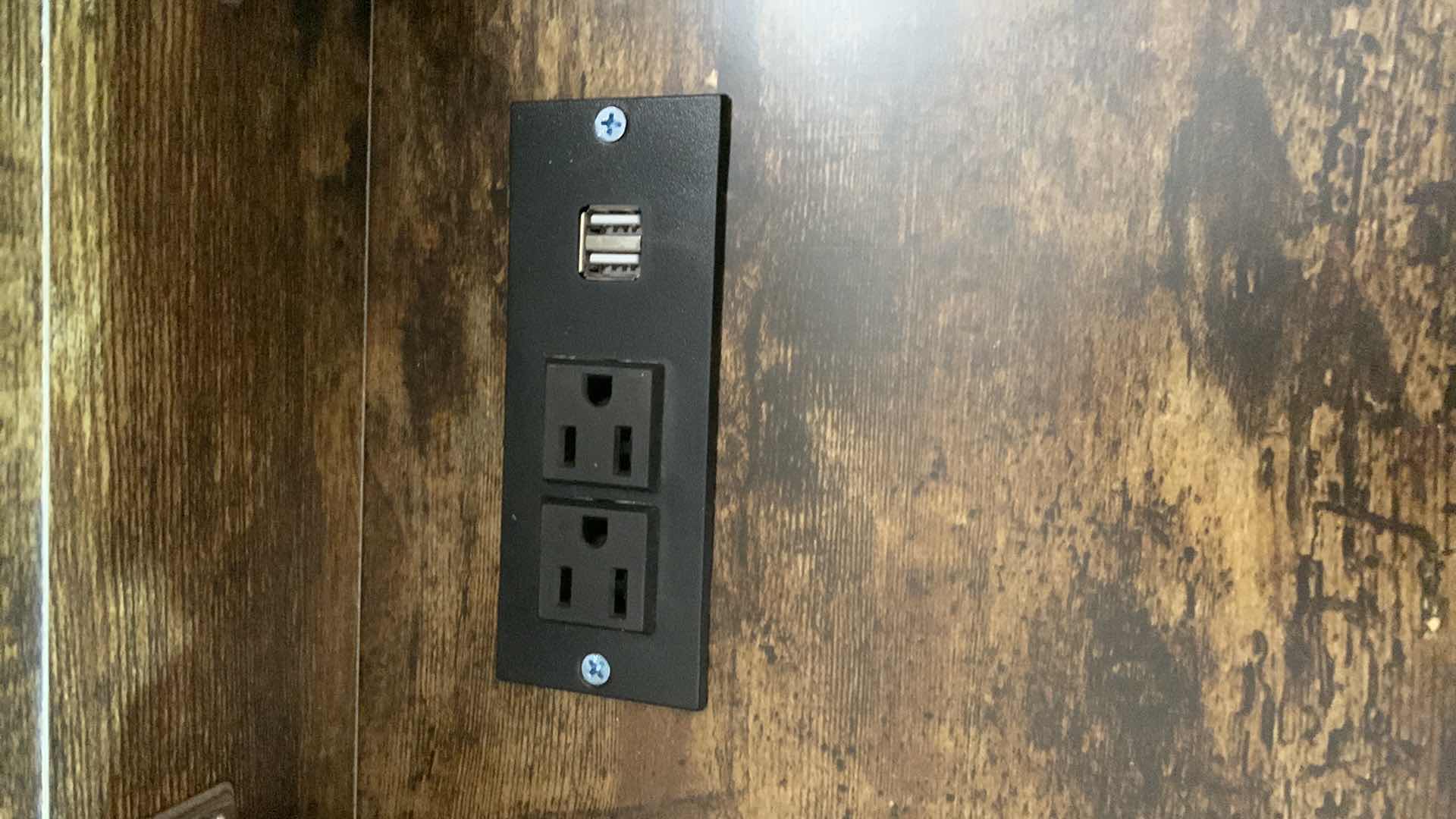 Photo 1 of  WOODEN NARROW SIDE TABLE WITH USB CHARGING STATION AND ELECTRICAL OUTLETS AND 3 DRAWERS 12” X 24” H 26”