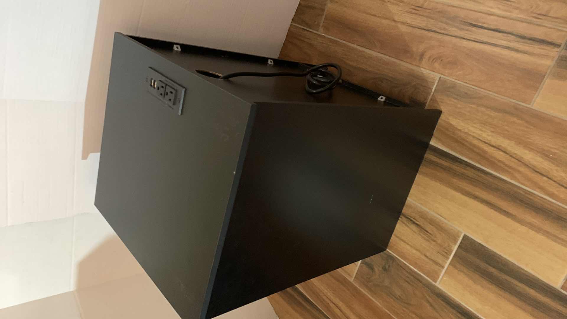 Photo 1 of RETTIC WOODEN END TABLE WITH USB CHARGING STATION AND ELECTRICAL OUTLETS 16” X 16” H 24”